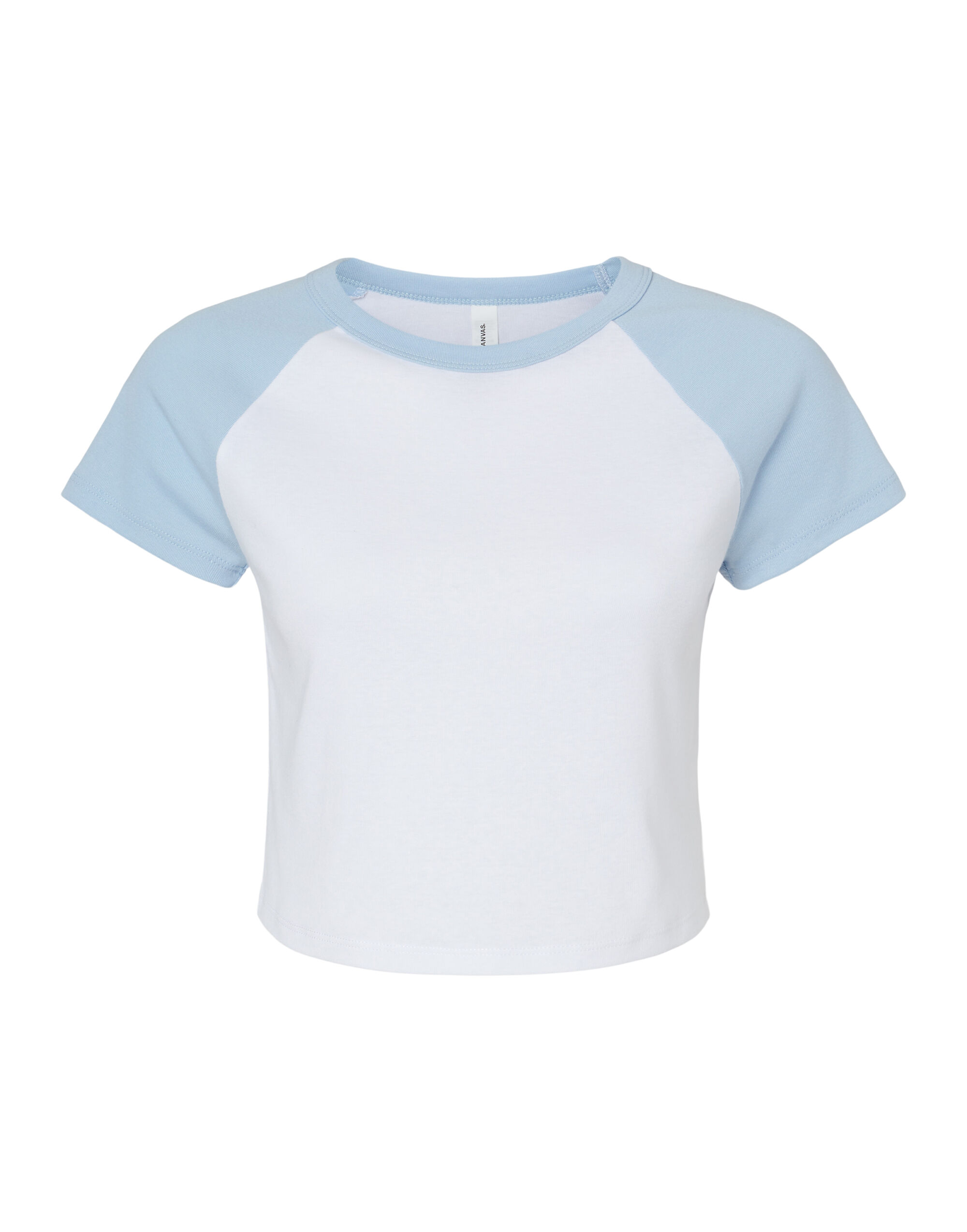 BE1201 Women’s Micro Rib Raglan Baby Tee White/Baby Blue BE1201 Women’s Micro Rib Raglan Baby Tee White/Baby Blue