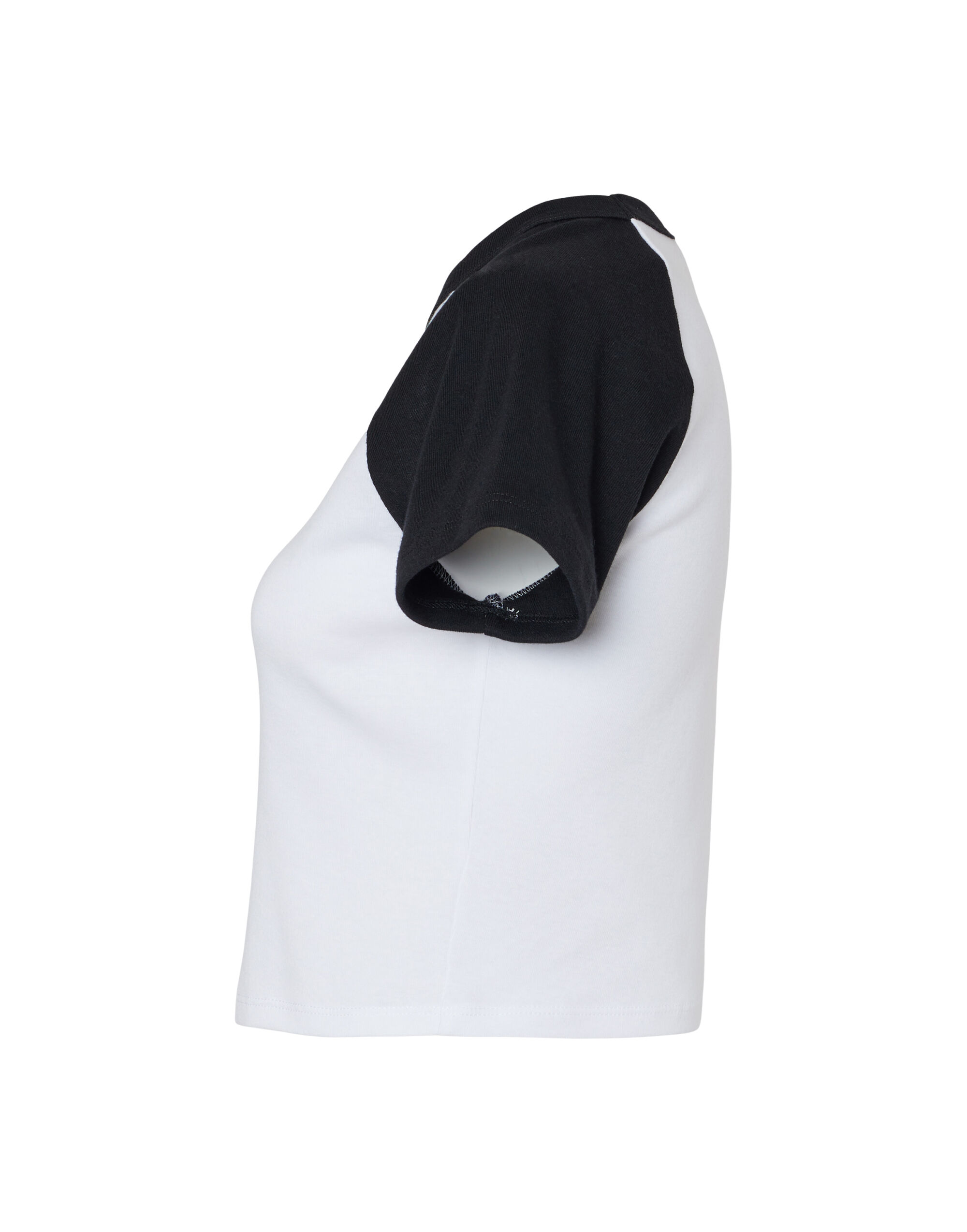 BE1201 Women’s Micro Rib Raglan Baby Tee White/Black