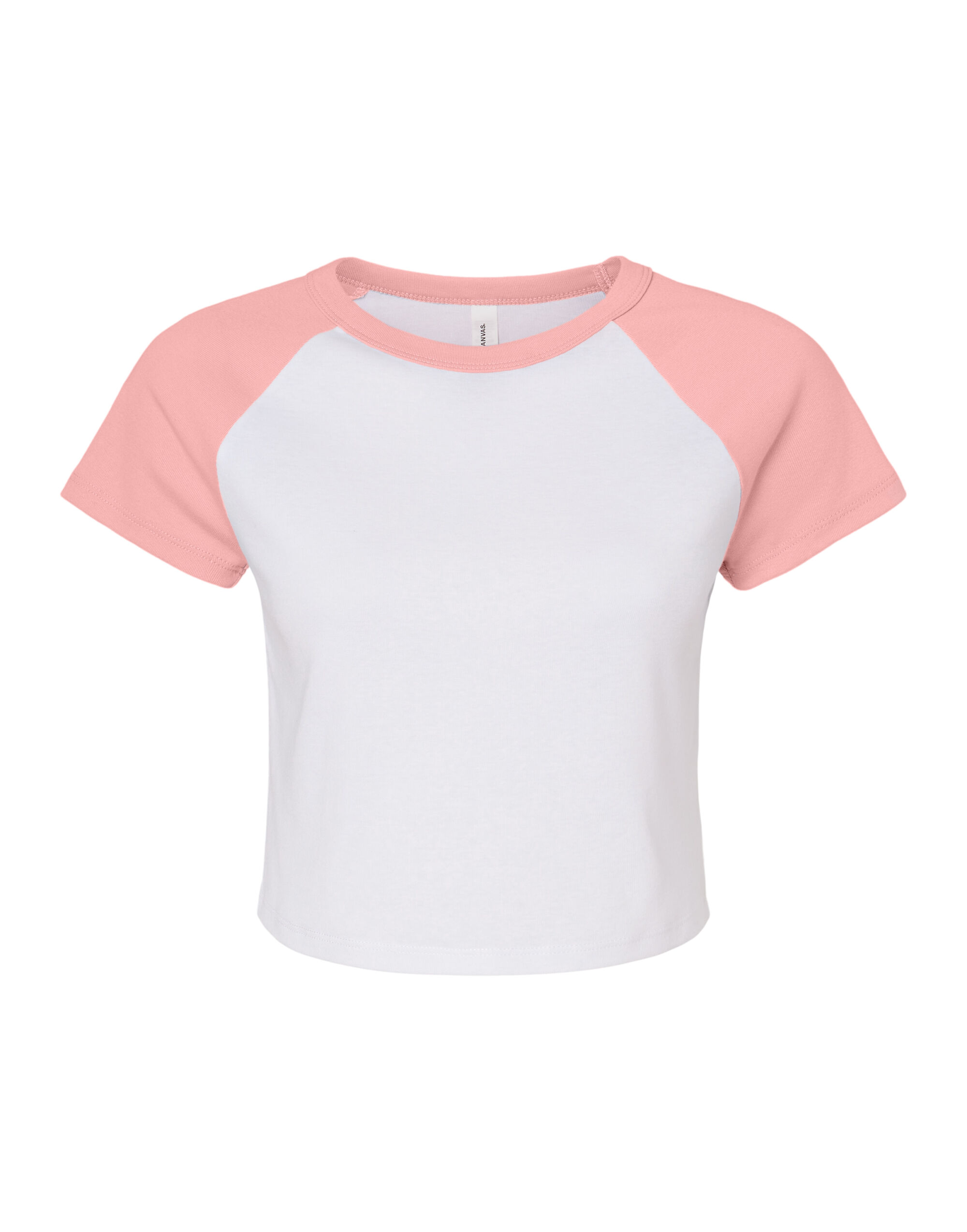 BE1201 Women’s Micro Rib Raglan Baby Tee White/Pink