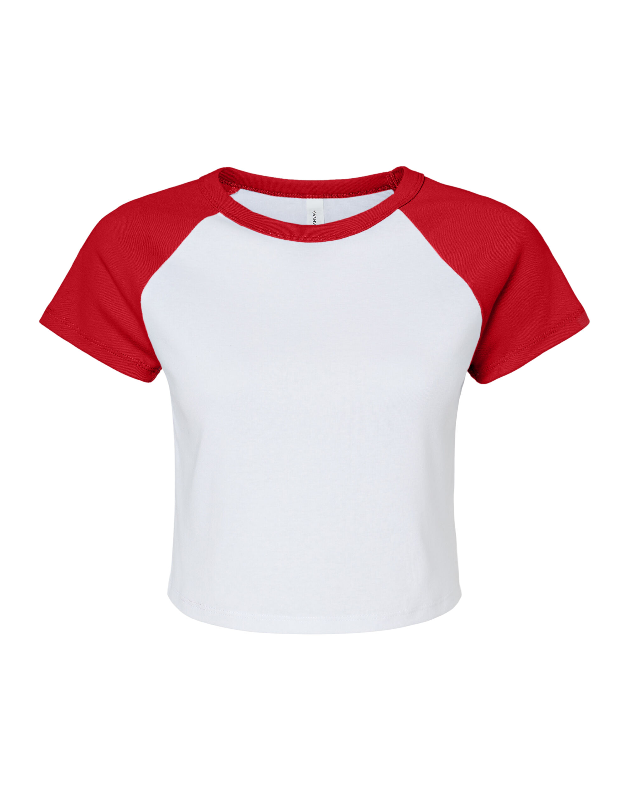 BE1201 Women’s Micro Rib Raglan Baby Tee White/Red
