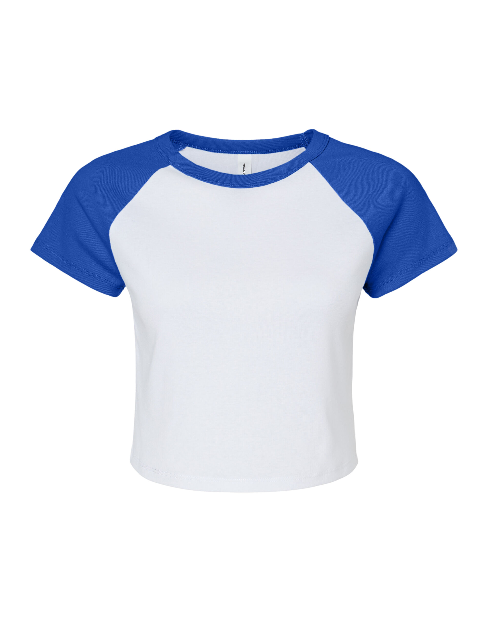 BE1201 Women’s Micro Rib Raglan Baby Tee White/True Royal BE1201 Women’s Micro Rib Raglan Baby Tee White/True Royal