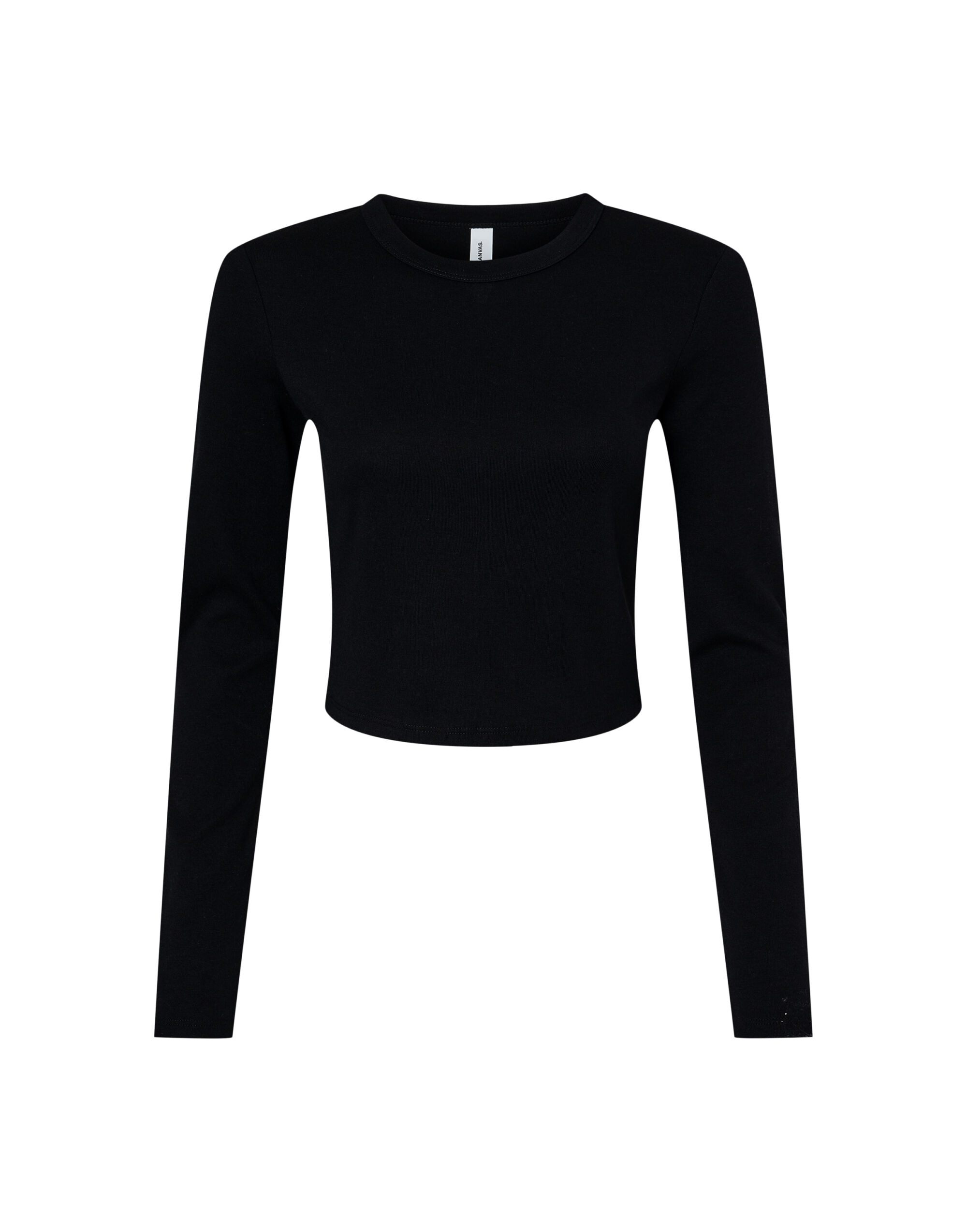 BE1501 Women’s Micro Rib Long Sleeve Tee Solid Black Blend