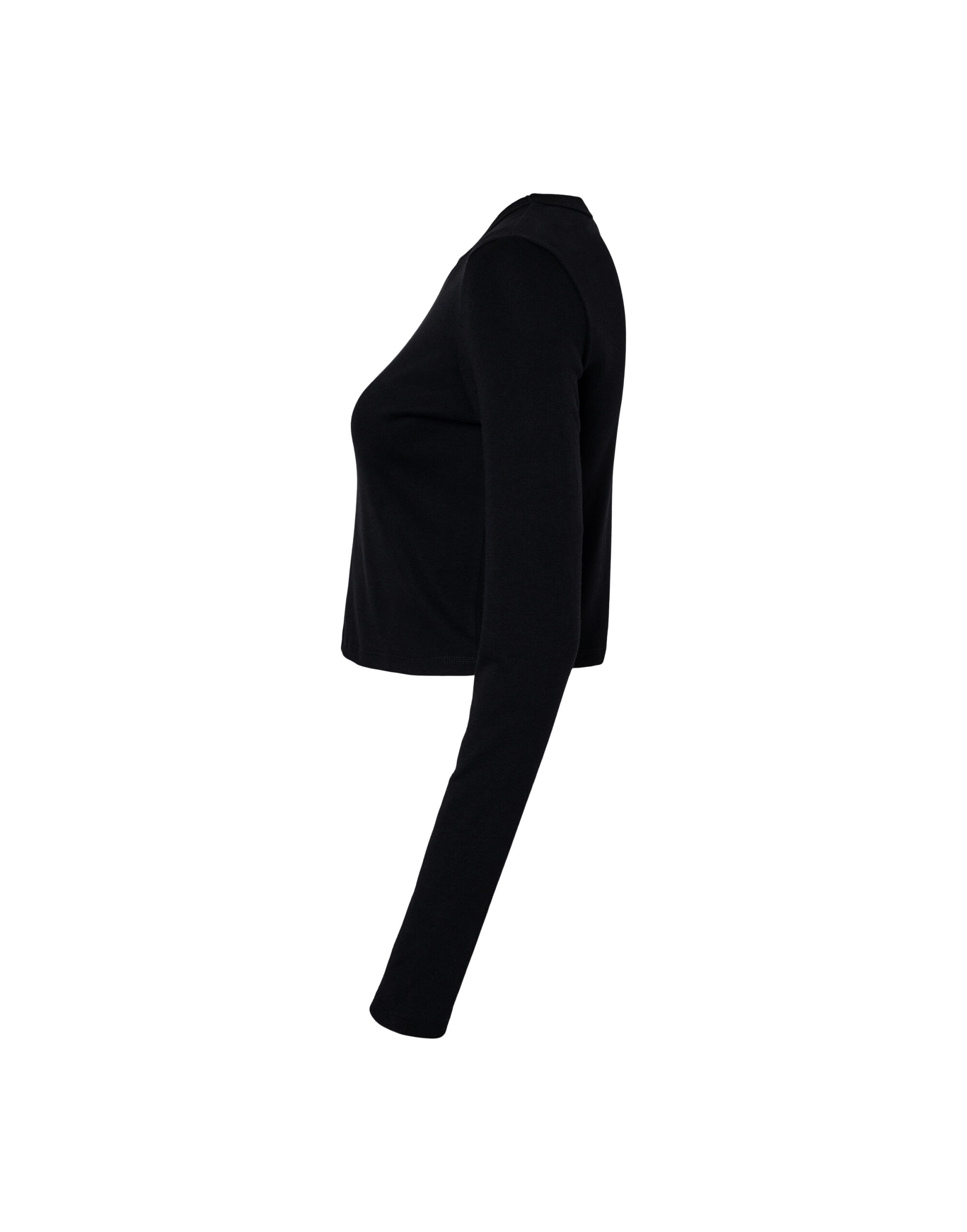 BE1501 Women’s Micro Rib Long Sleeve Tee Solid Black Blend