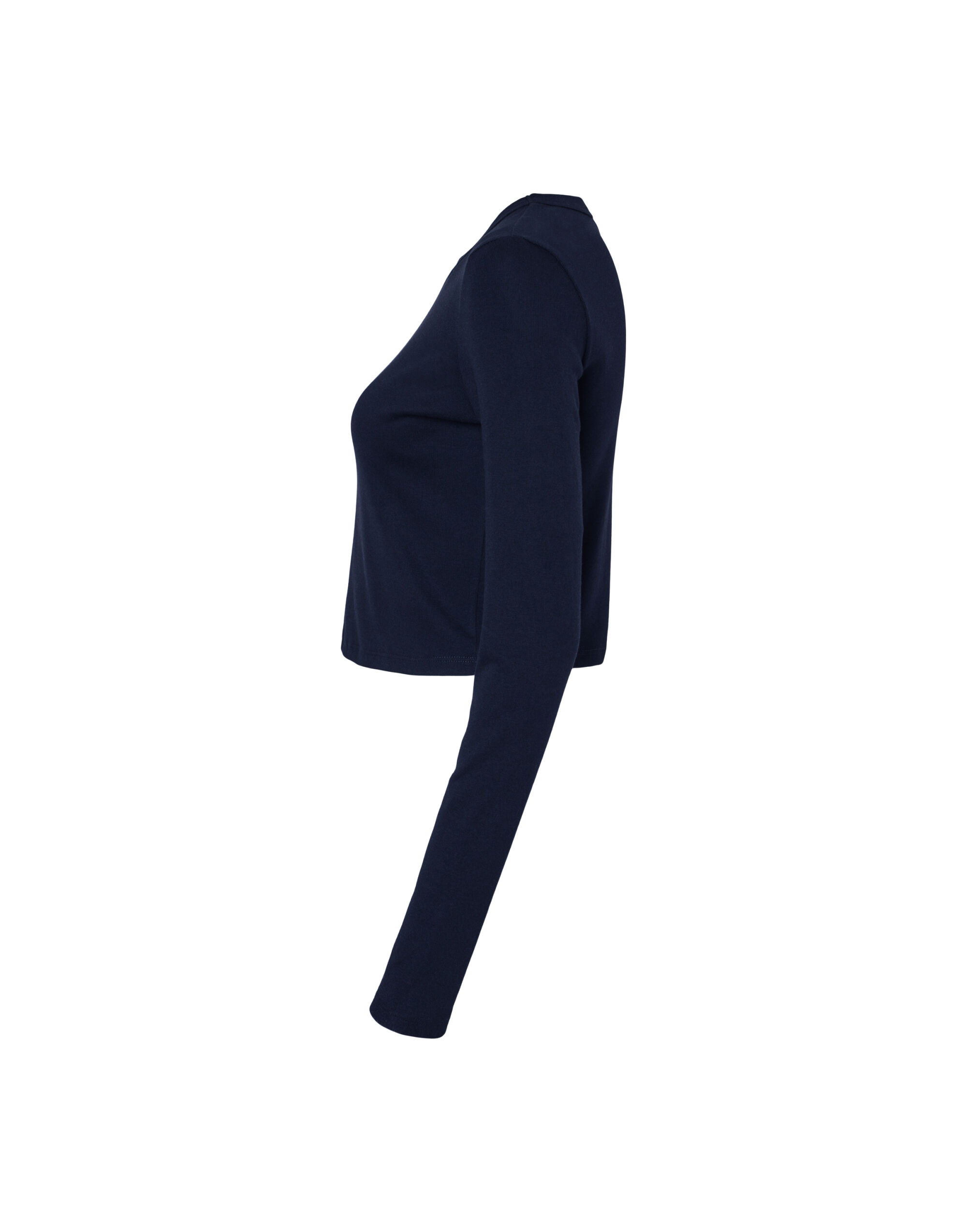 BE1501 Women’s Micro Rib Long Sleeve Tee Solid Navy Blend