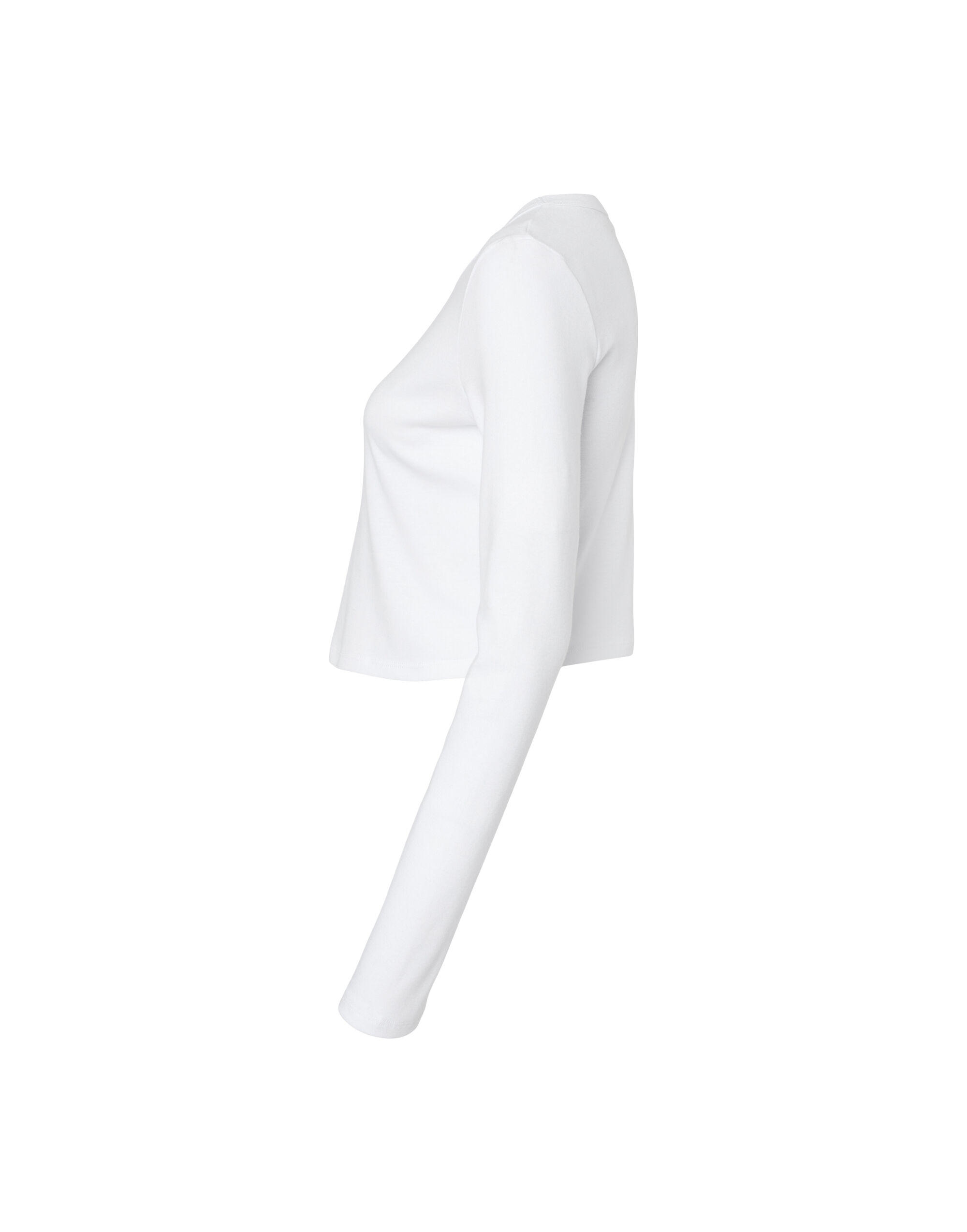 BE1501 Women’s Micro Rib Long Sleeve Tee Solid White Blend