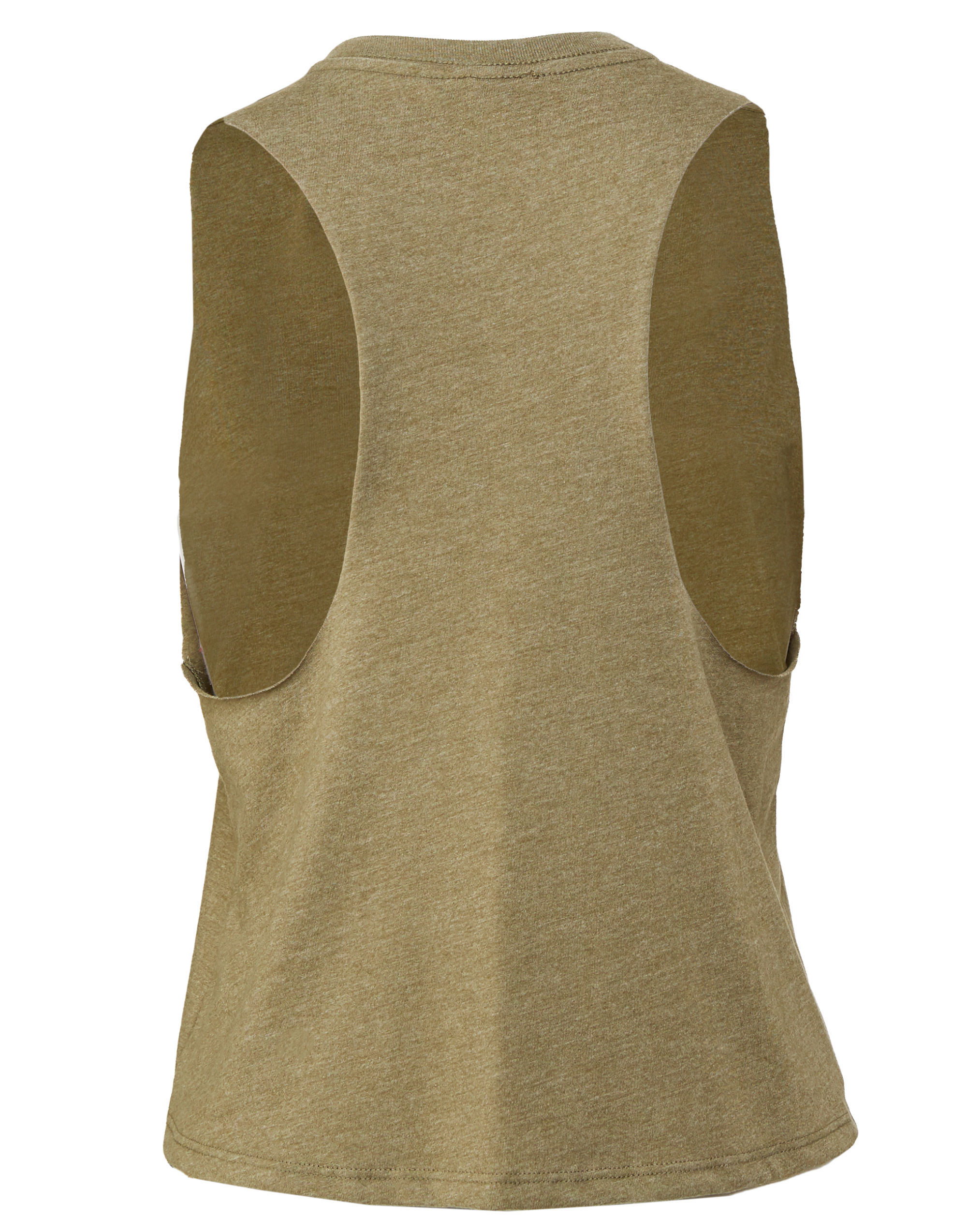 BE6682 Women’s Racerback Cropped Tank Heather Olive