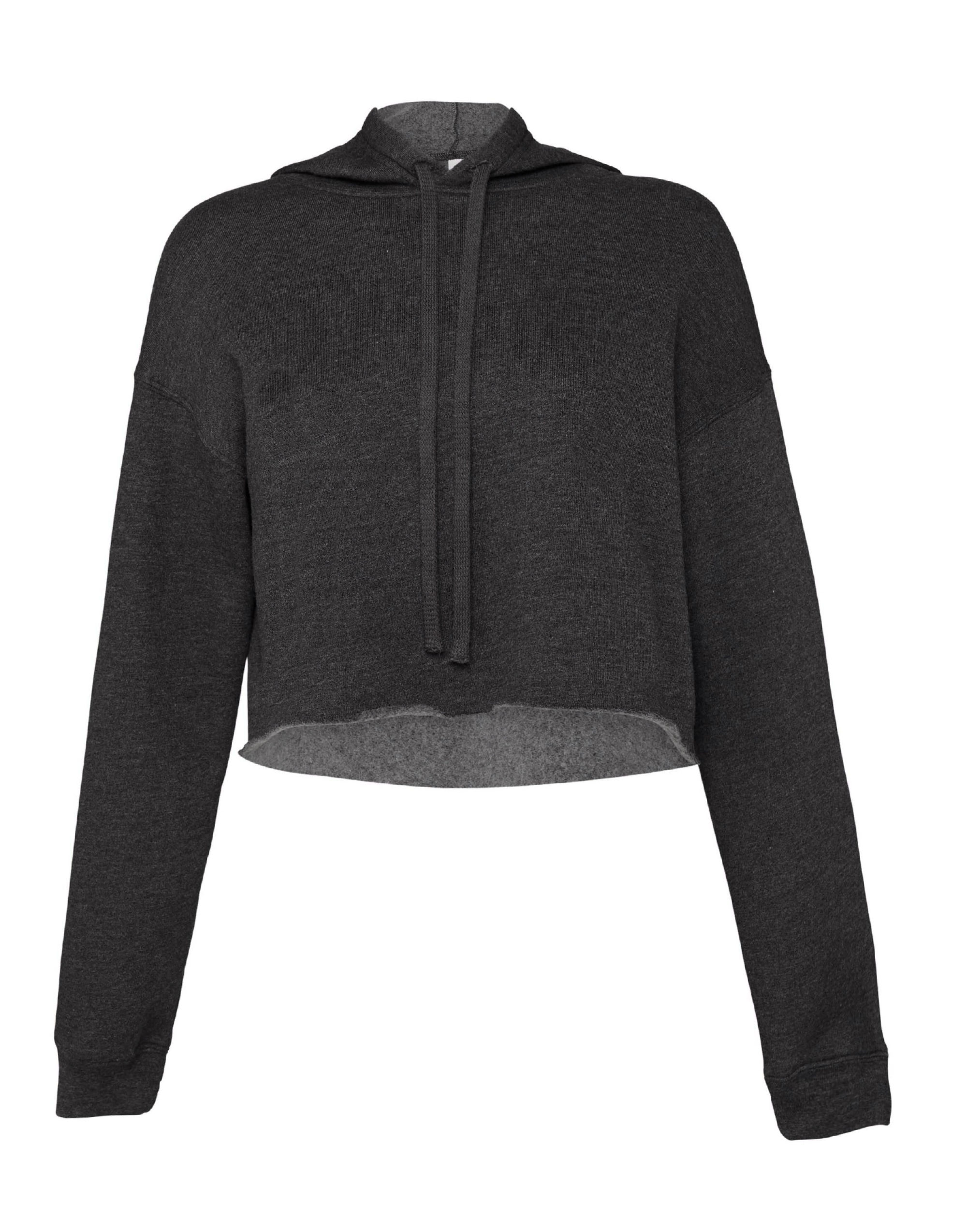 BE7502 Women’s Cropped Fleece Hoodie Dark Grey Heather