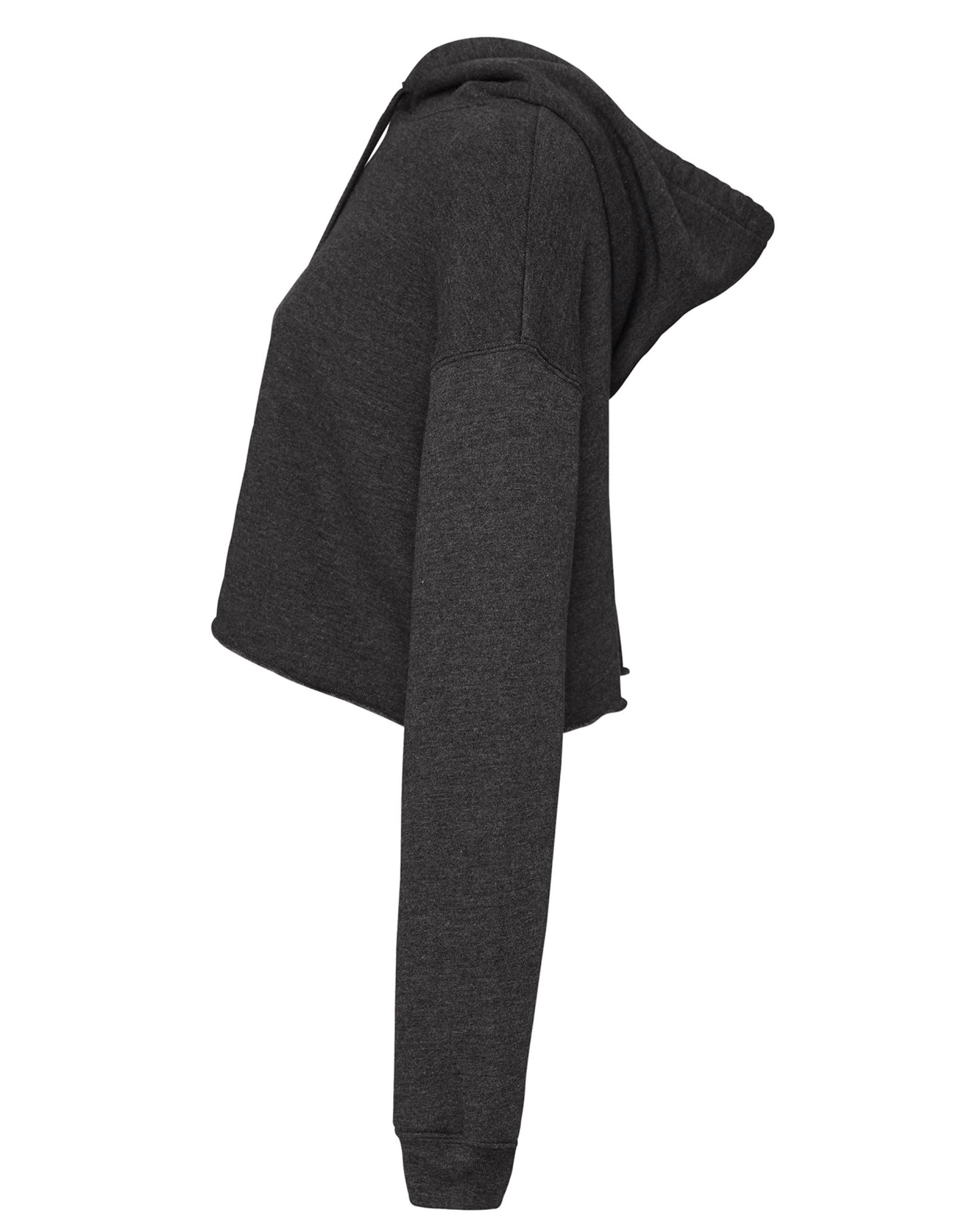 BE7502 Women’s Cropped Fleece Hoodie Dark Grey Heather