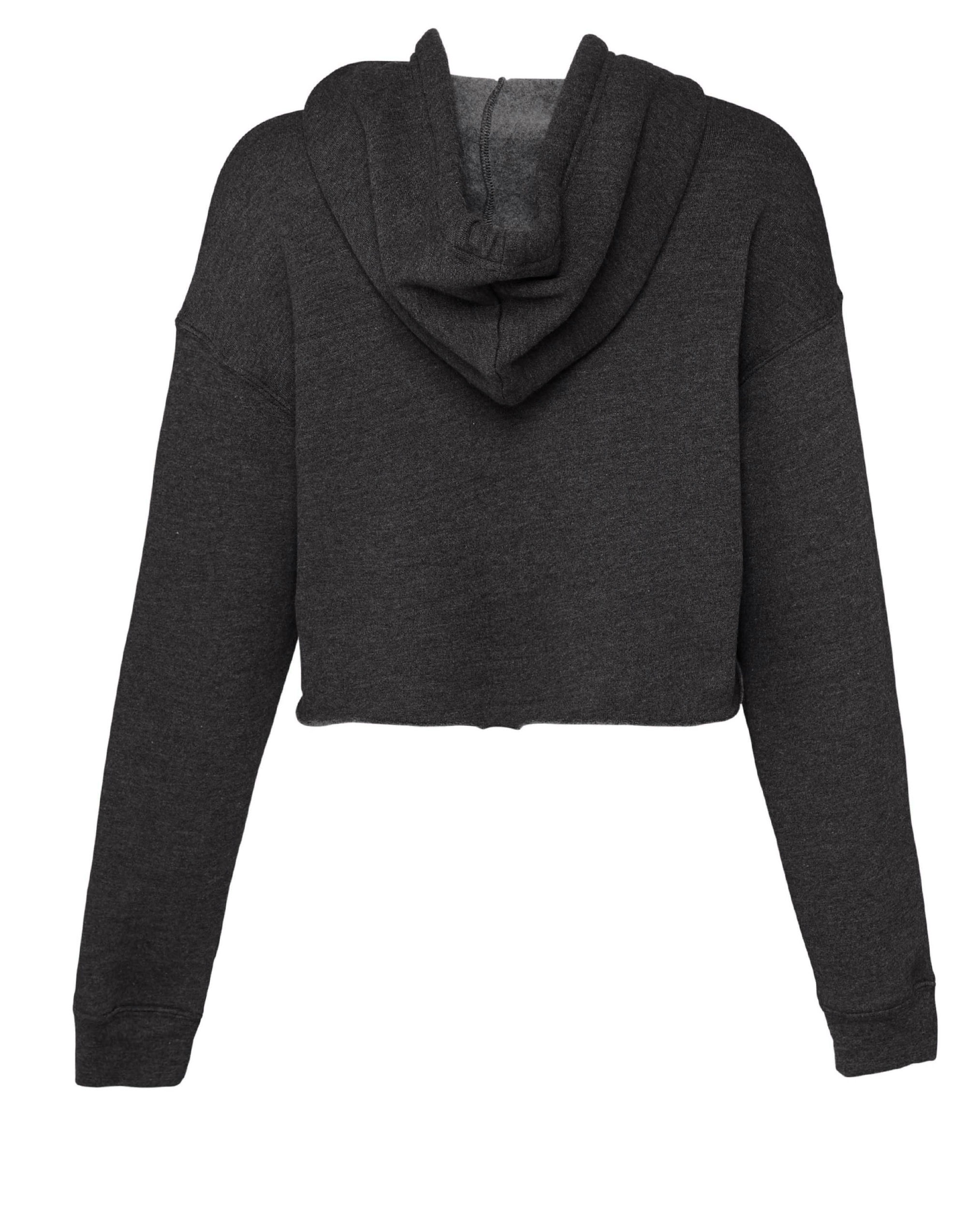 BE7502 Women’s Cropped Fleece Hoodie Dark Grey Heather