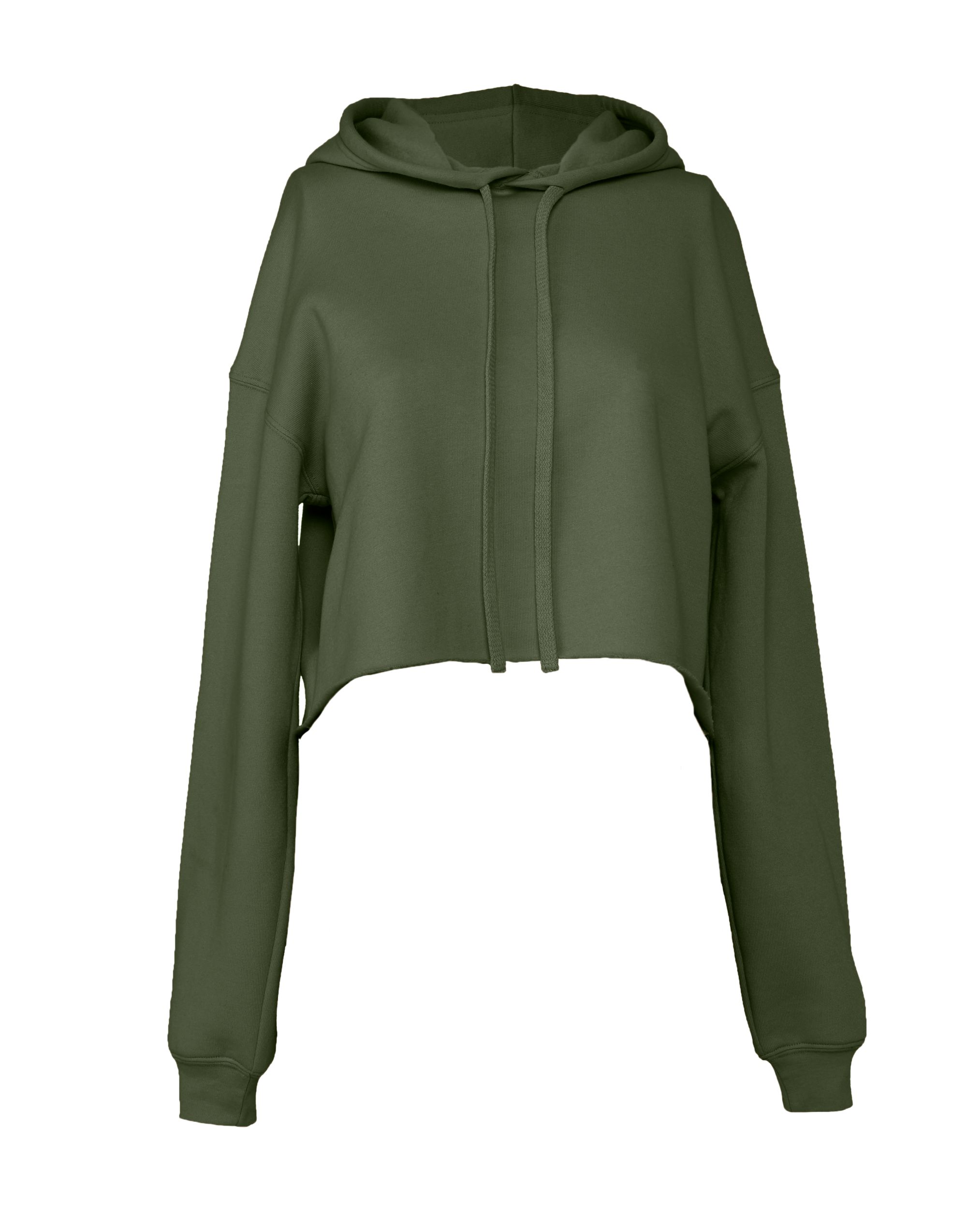 BE7502 Women’s Cropped Fleece Hoodie Military Green