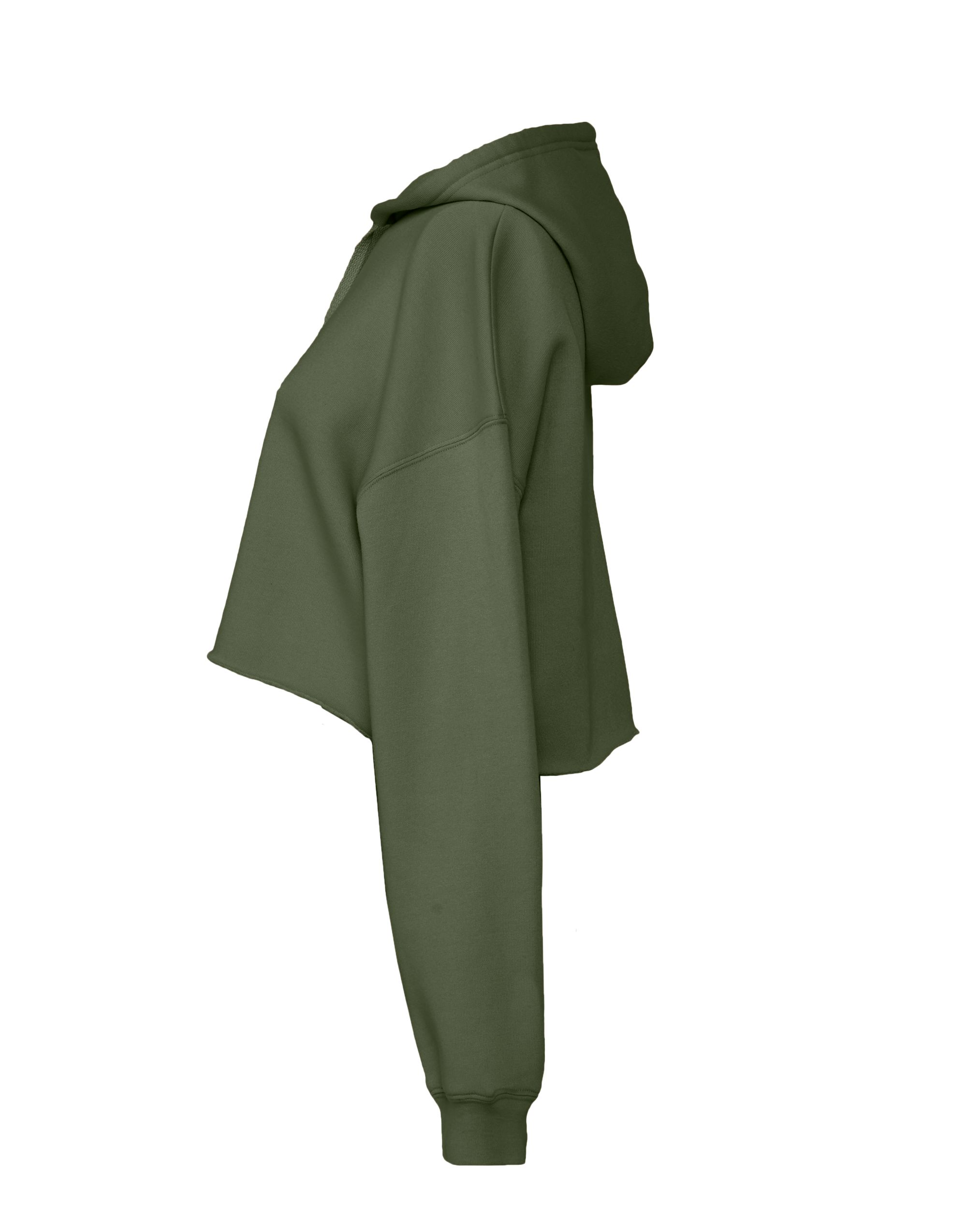 BE7502 Women’s Cropped Fleece Hoodie Military Green