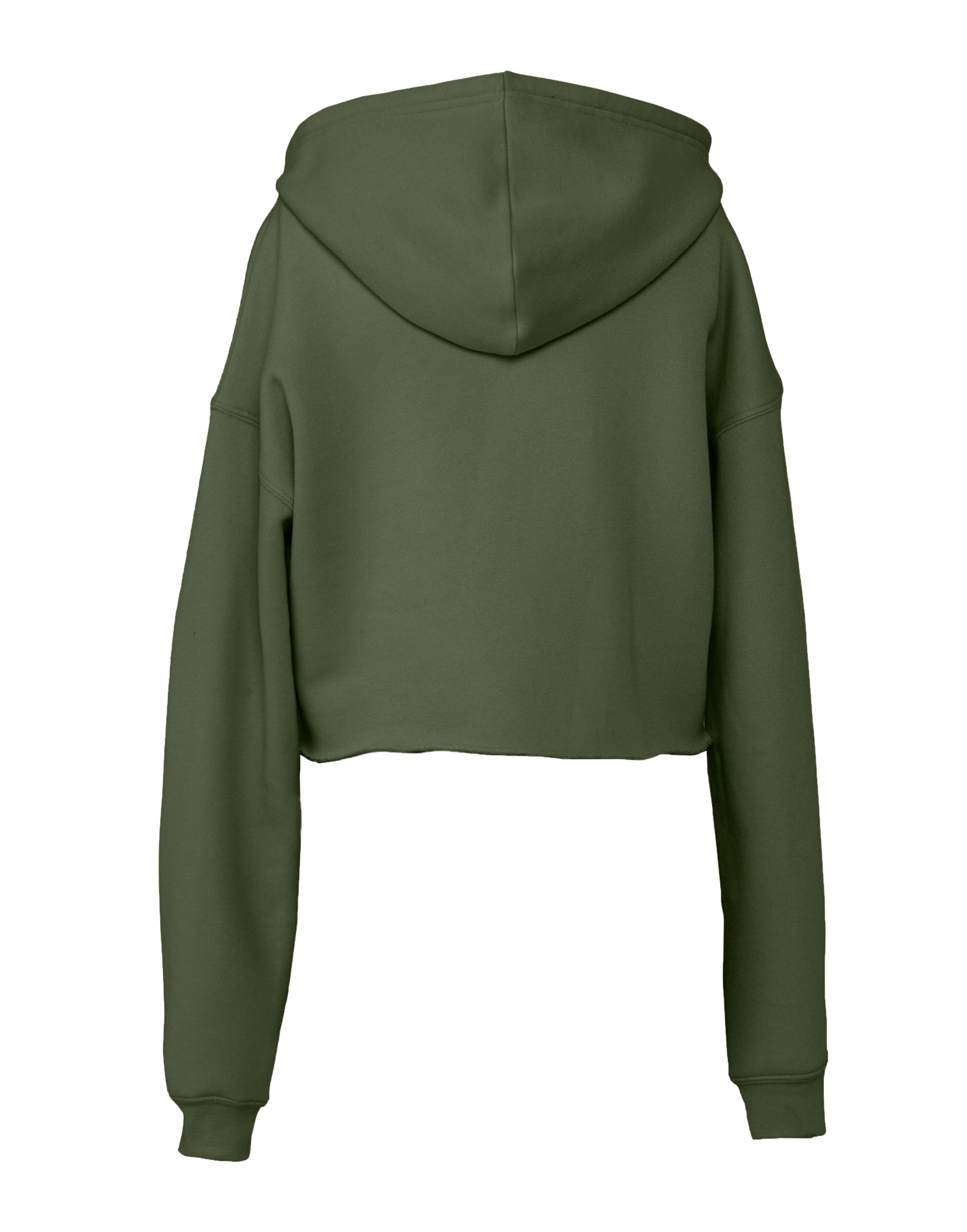 BE7502 Women’s Cropped Fleece Hoodie Military Green