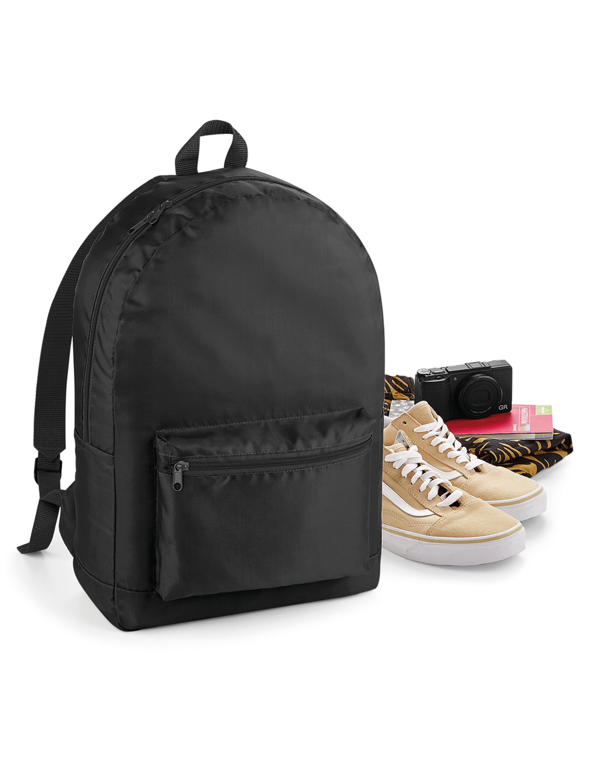 Black/Black Packaway Backpack