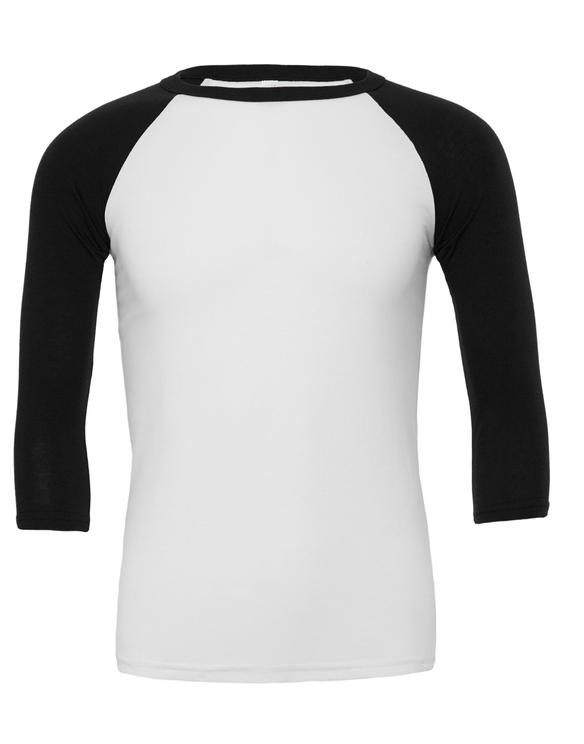 CA3200 Canvas Unisex 3/4 Sleeve Baseball Tee White/Black