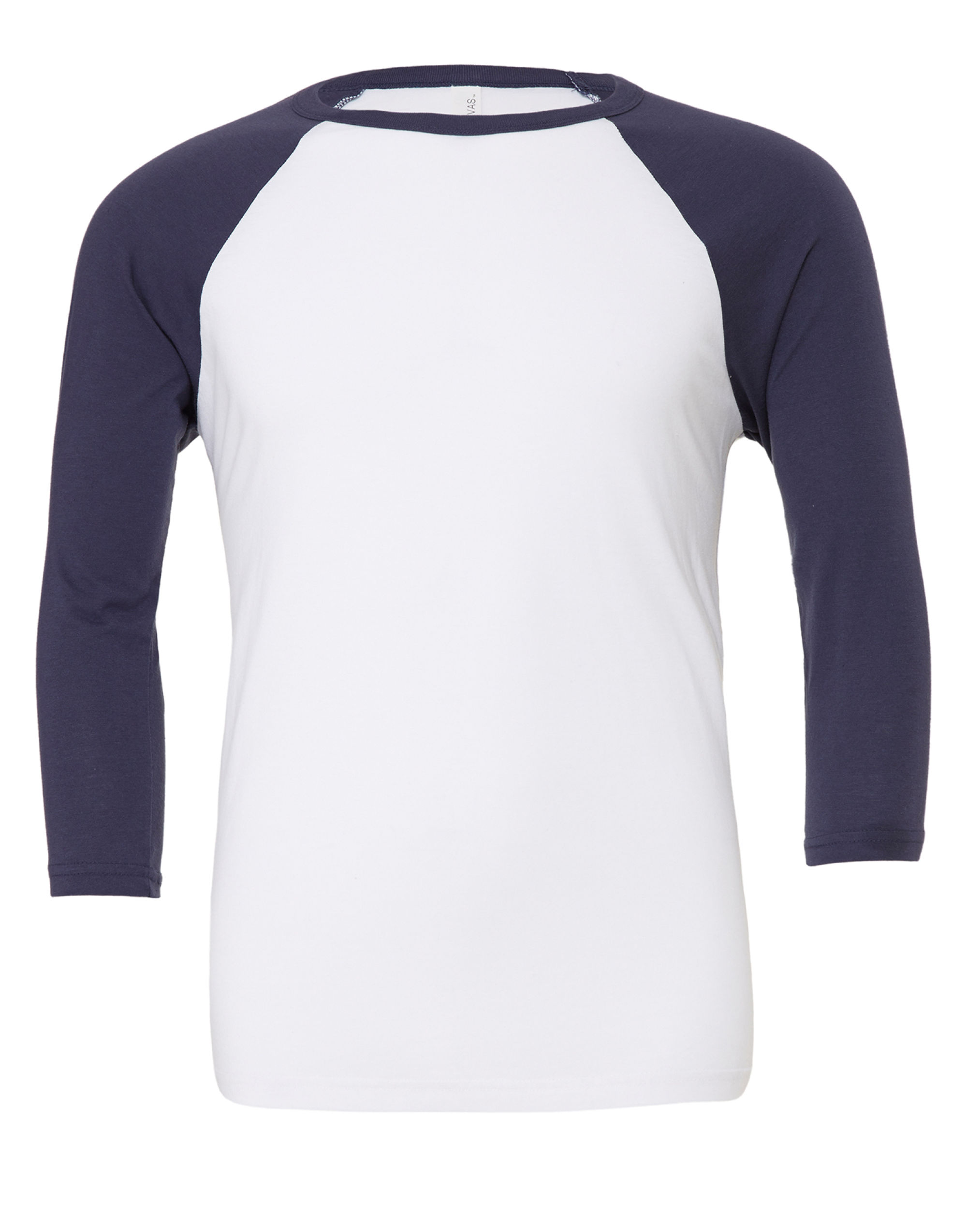 CA3200 Canvas Unisex 3/4 Sleeve Baseball Tee White/Navy