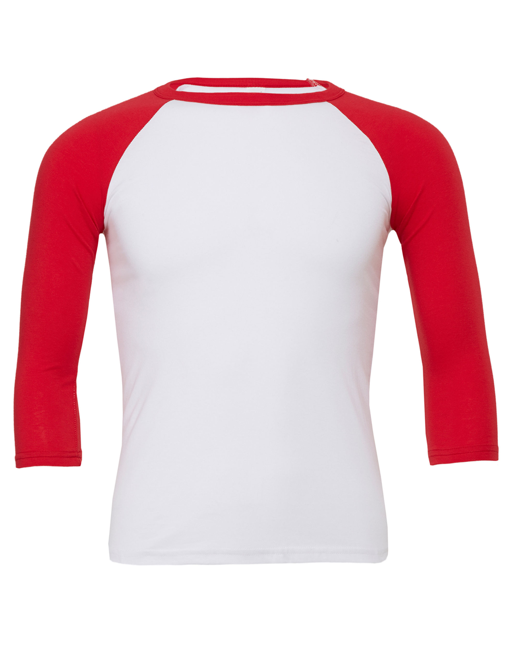 CA3200 Canvas Unisex 3/4 Sleeve Baseball Tee White/Red