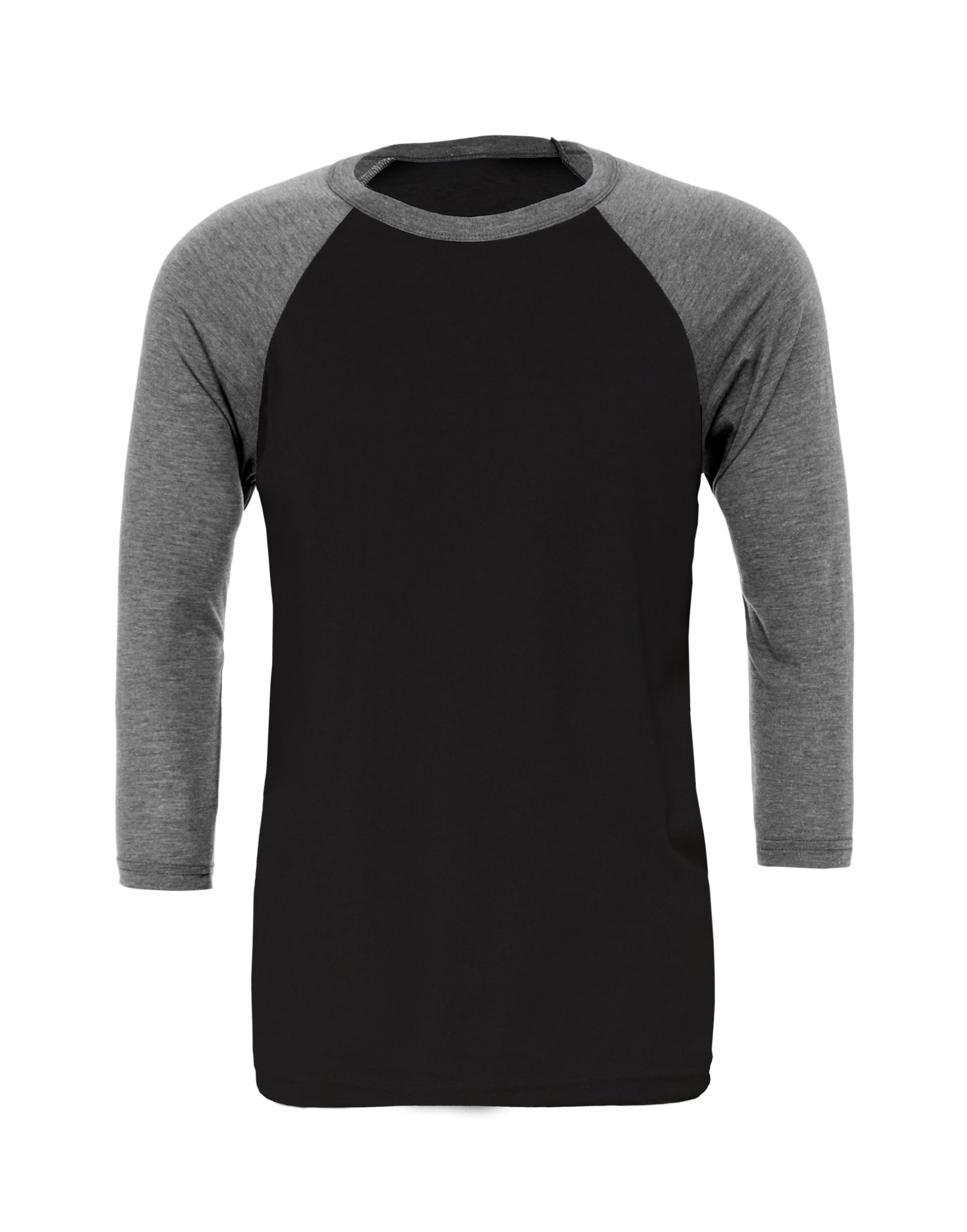 CA3200 Canvas Unisex 3/4 Sleeve Baseball Tee Black/ Deep Heather Grey