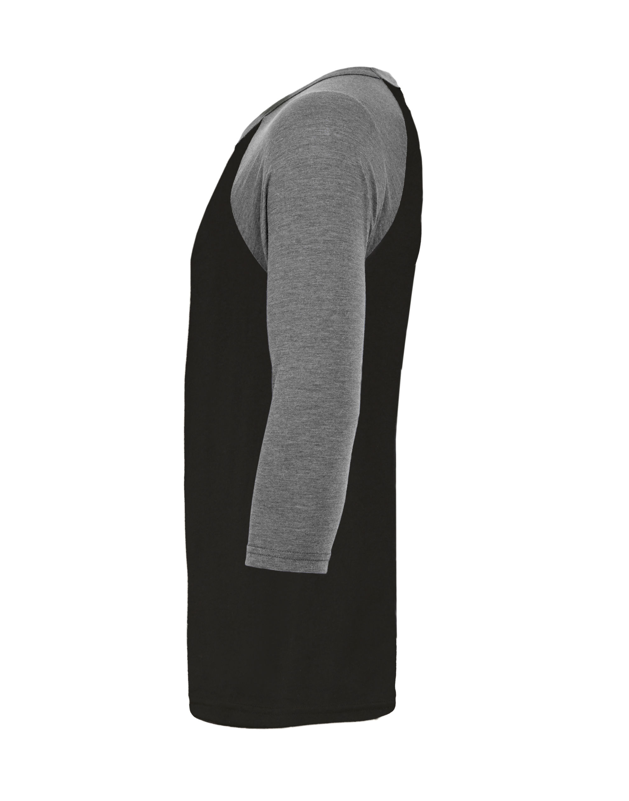 CA3200 Canvas Unisex 3/4 Sleeve Baseball Tee Black/ Deep Heather Grey