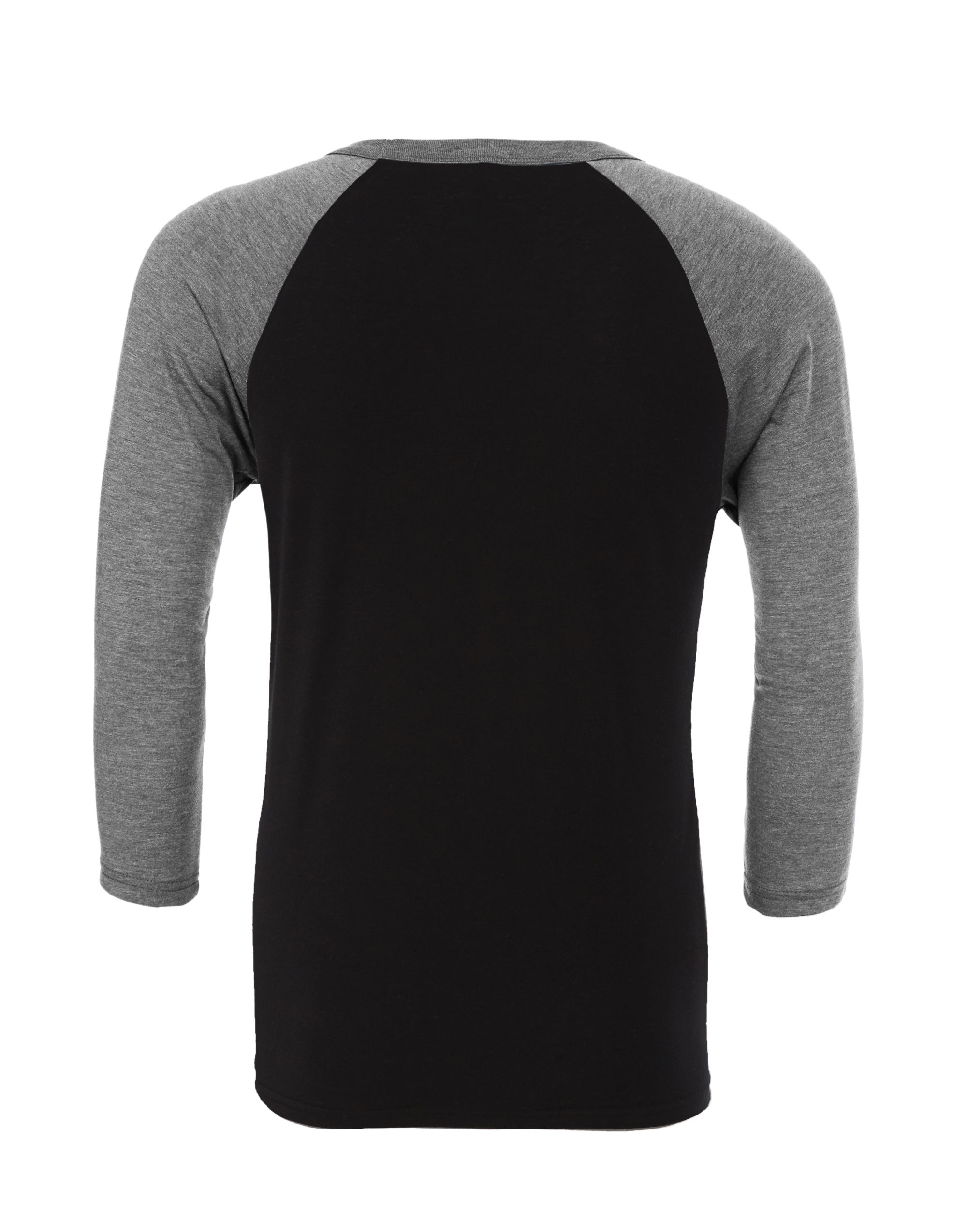 CA3200 Canvas Unisex 3/4 Sleeve Baseball Tee Black/ Deep Heather Grey