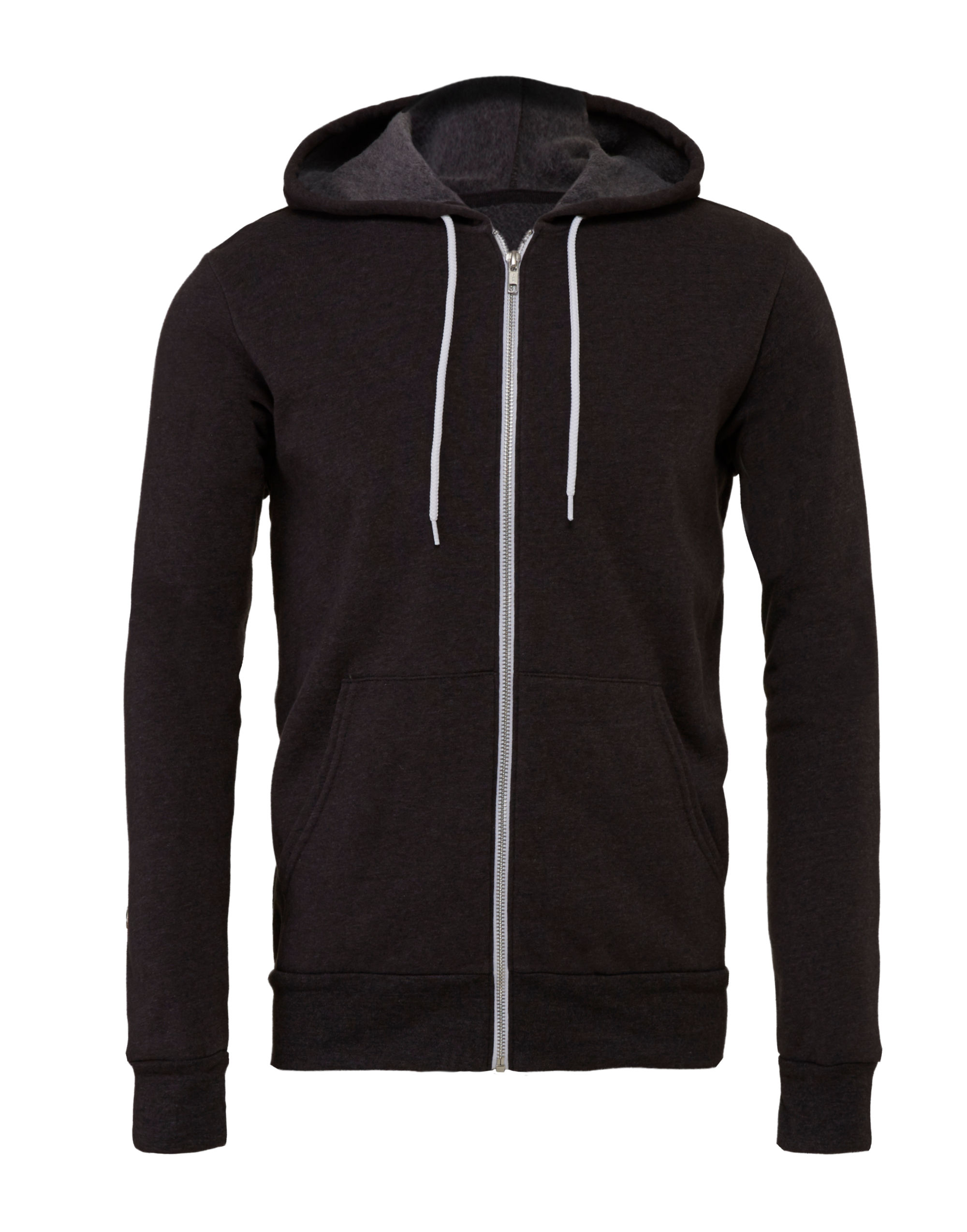 CA3739 Canvas Unisex Poly-Cotton Fleece Full-Zip Hoodie Dark Grey Heather
