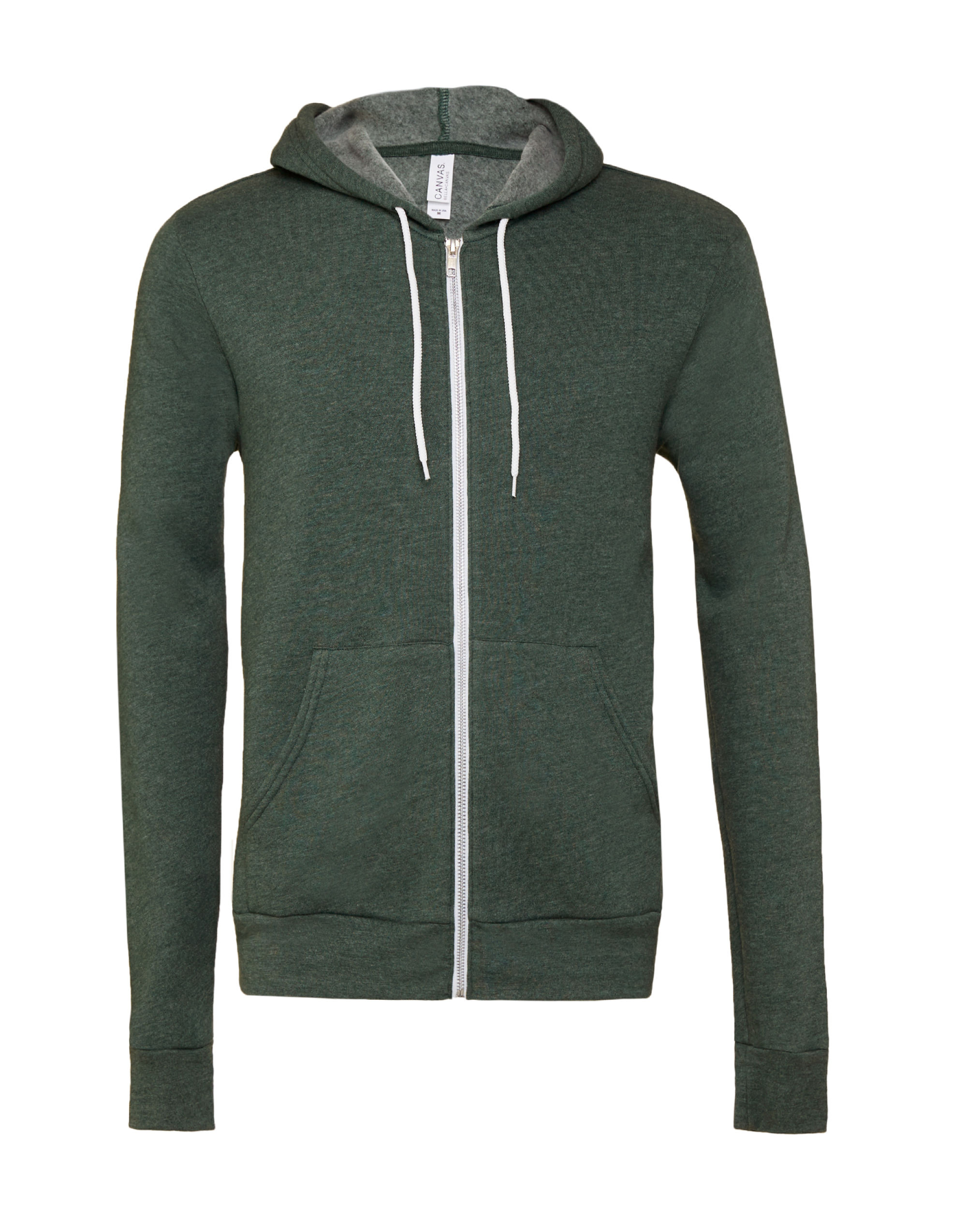 CA3739 Canvas Unisex Poly-Cotton Fleece Full-Zip Hoodie Heather Forest