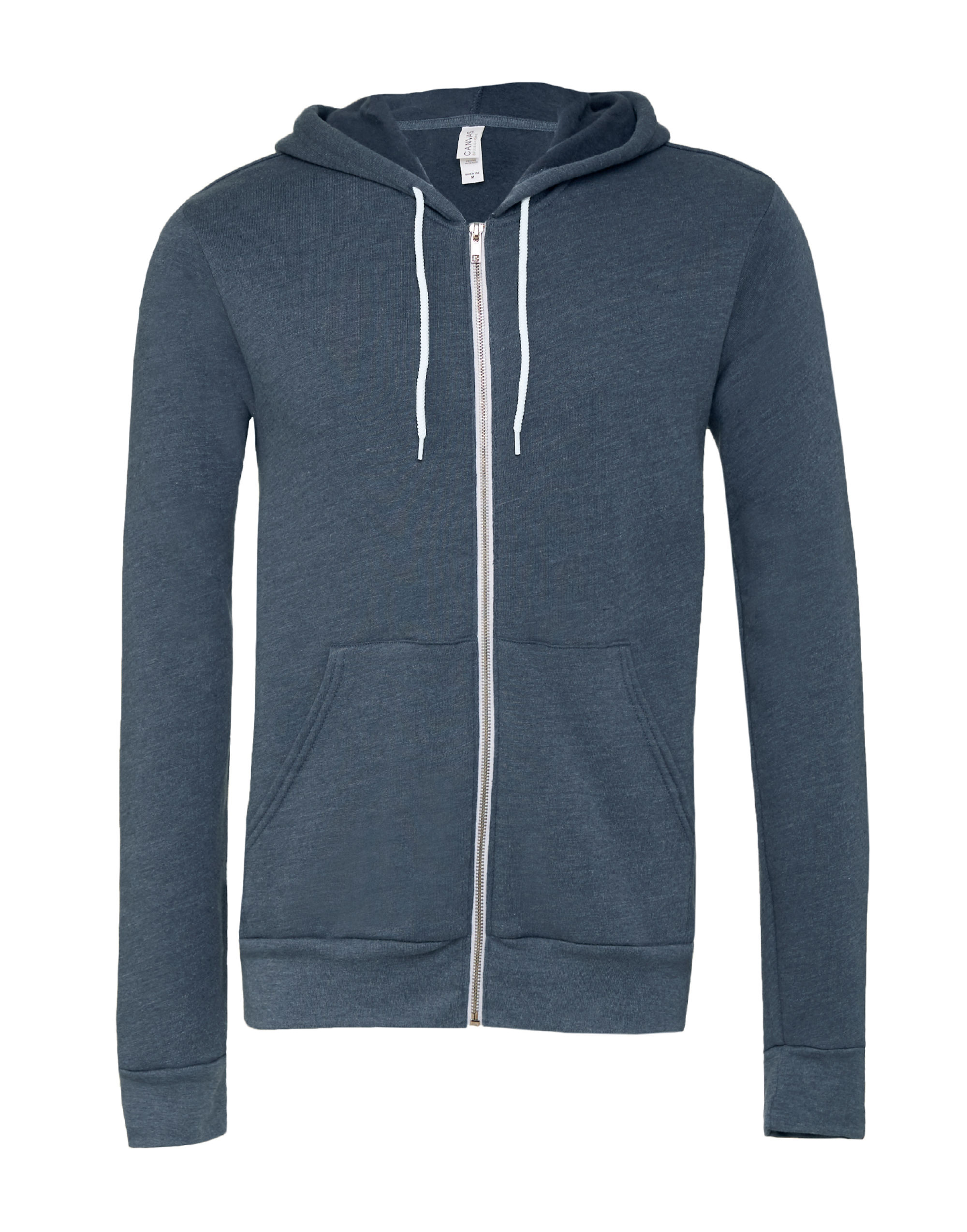 CA3739 Canvas Unisex Poly-Cotton Fleece Full-Zip Hoodie Heather Navy
