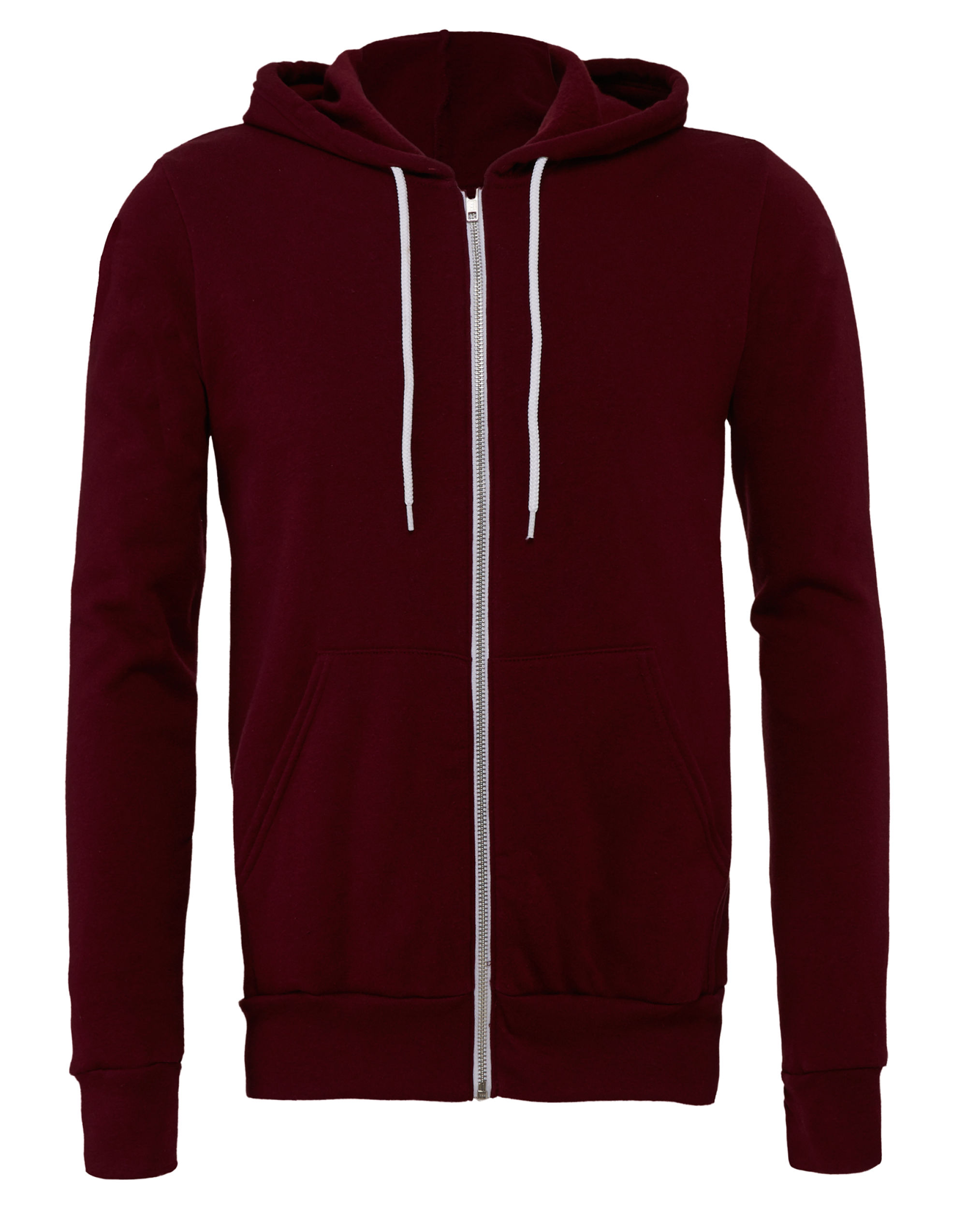 CA3739 Canvas Unisex Poly-Cotton Fleece Full-Zip Hoodie Maroon