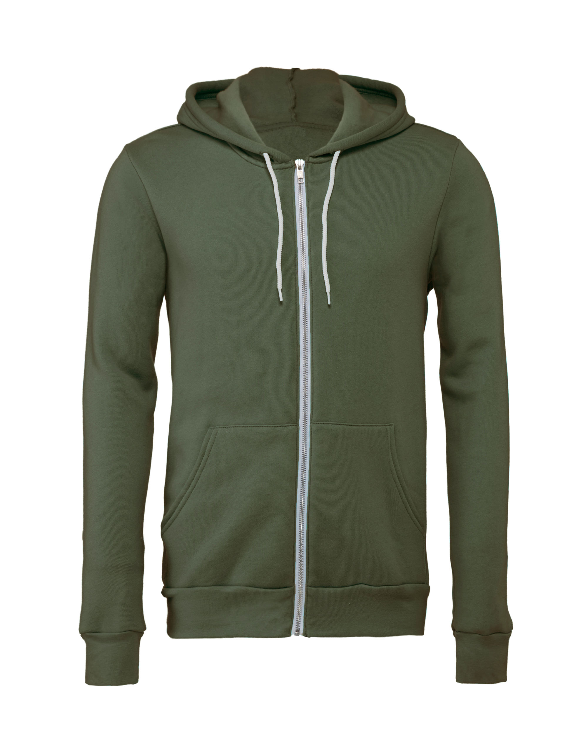 CA3739 Canvas Unisex Poly-Cotton Fleece Full-Zip Hoodie Military Green