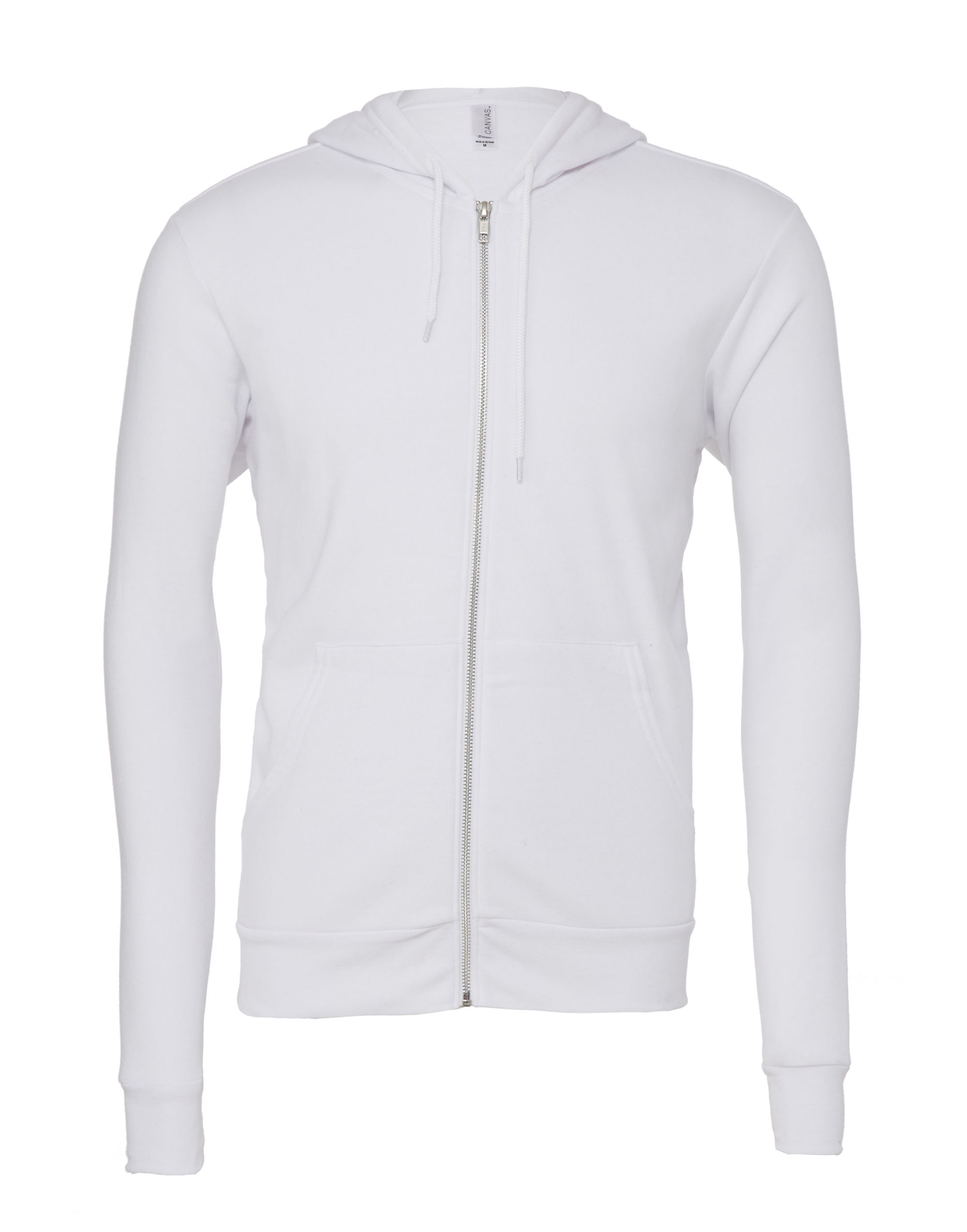 CA3739 Canvas Unisex Poly-Cotton Fleece Full-Zip Hoodie White