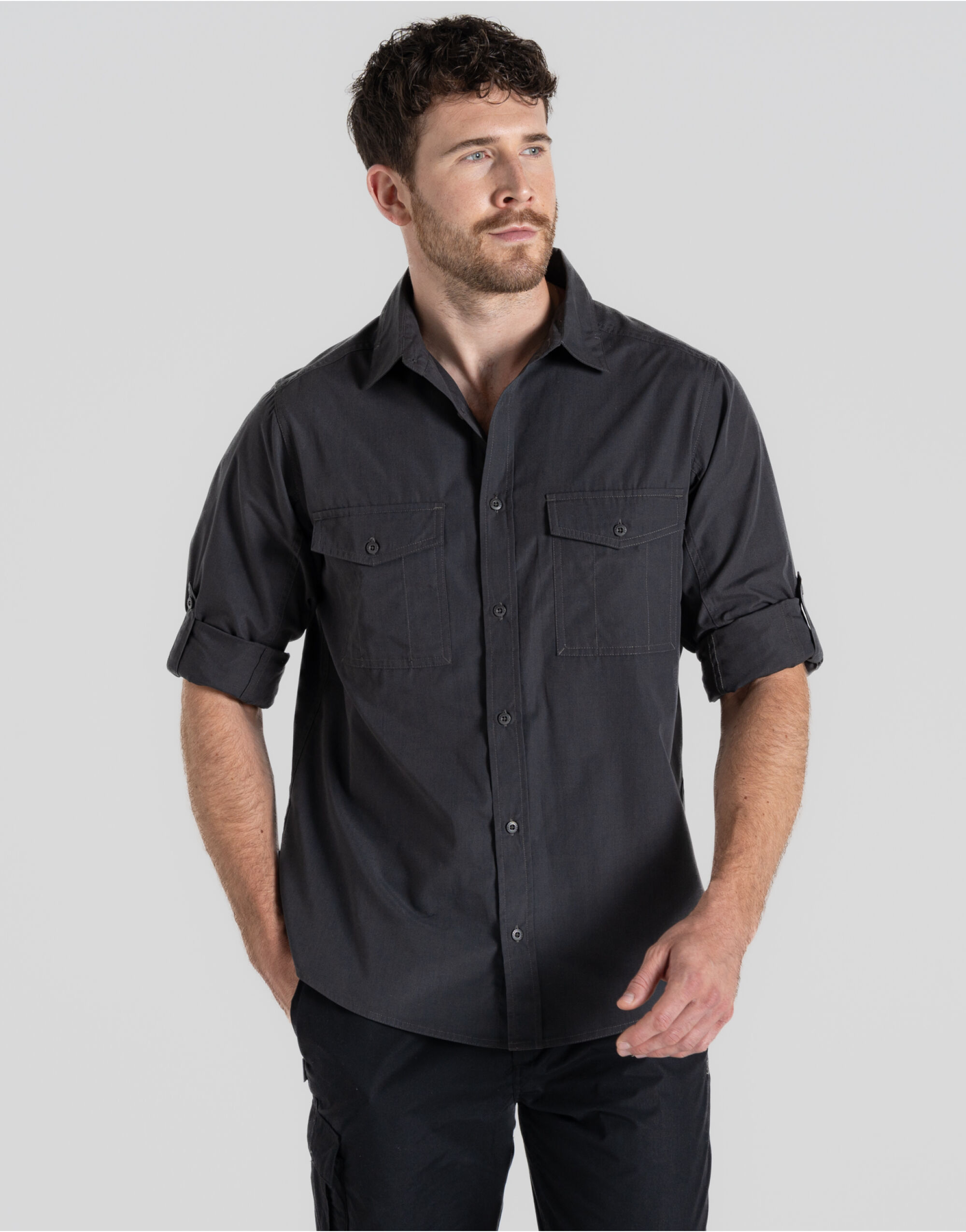 CES001 Men’s Kiwi Long Sleeved Shirt Carbon Grey