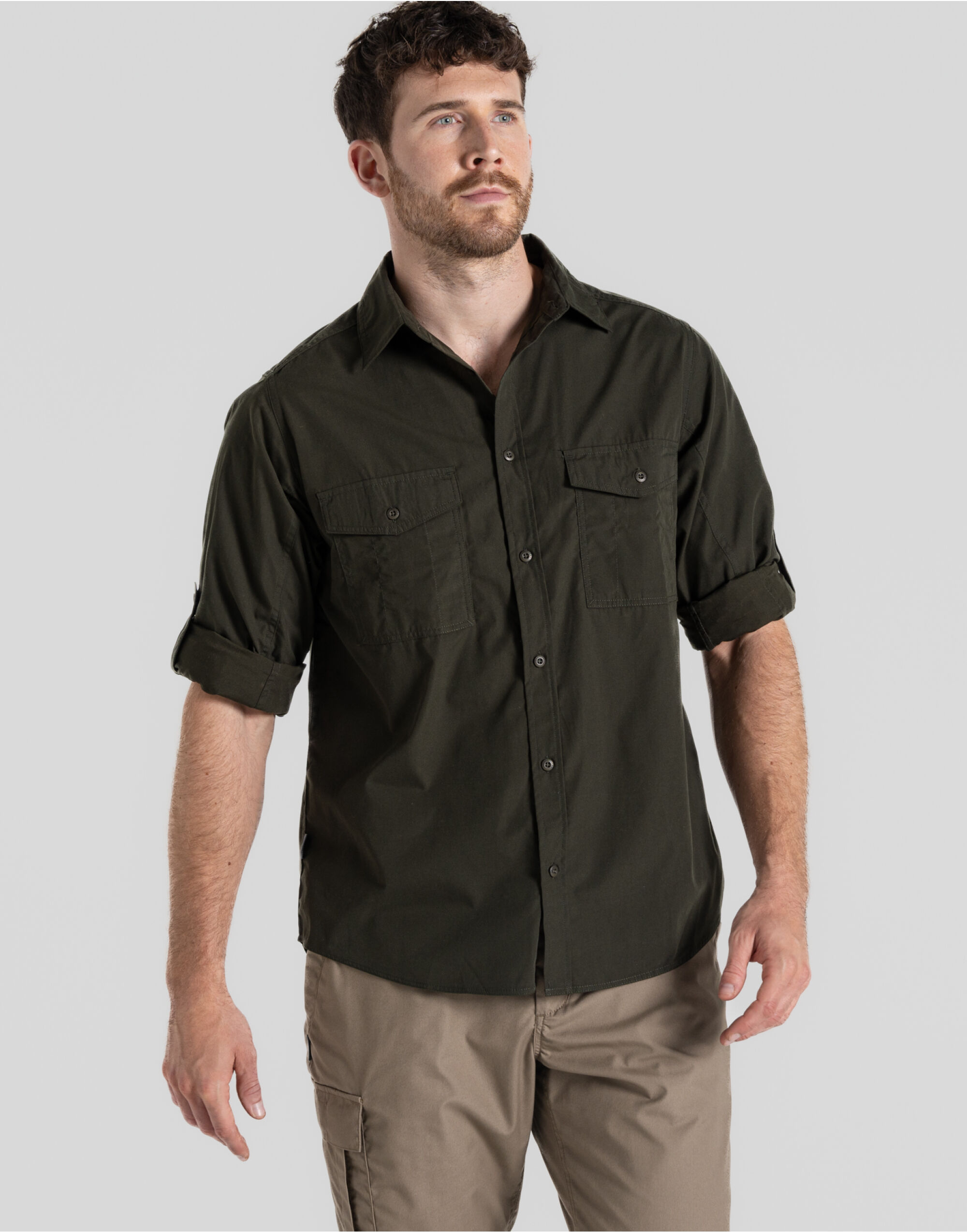 CES001 Men’s Kiwi Long Sleeved Shirt Dark Cedar Green