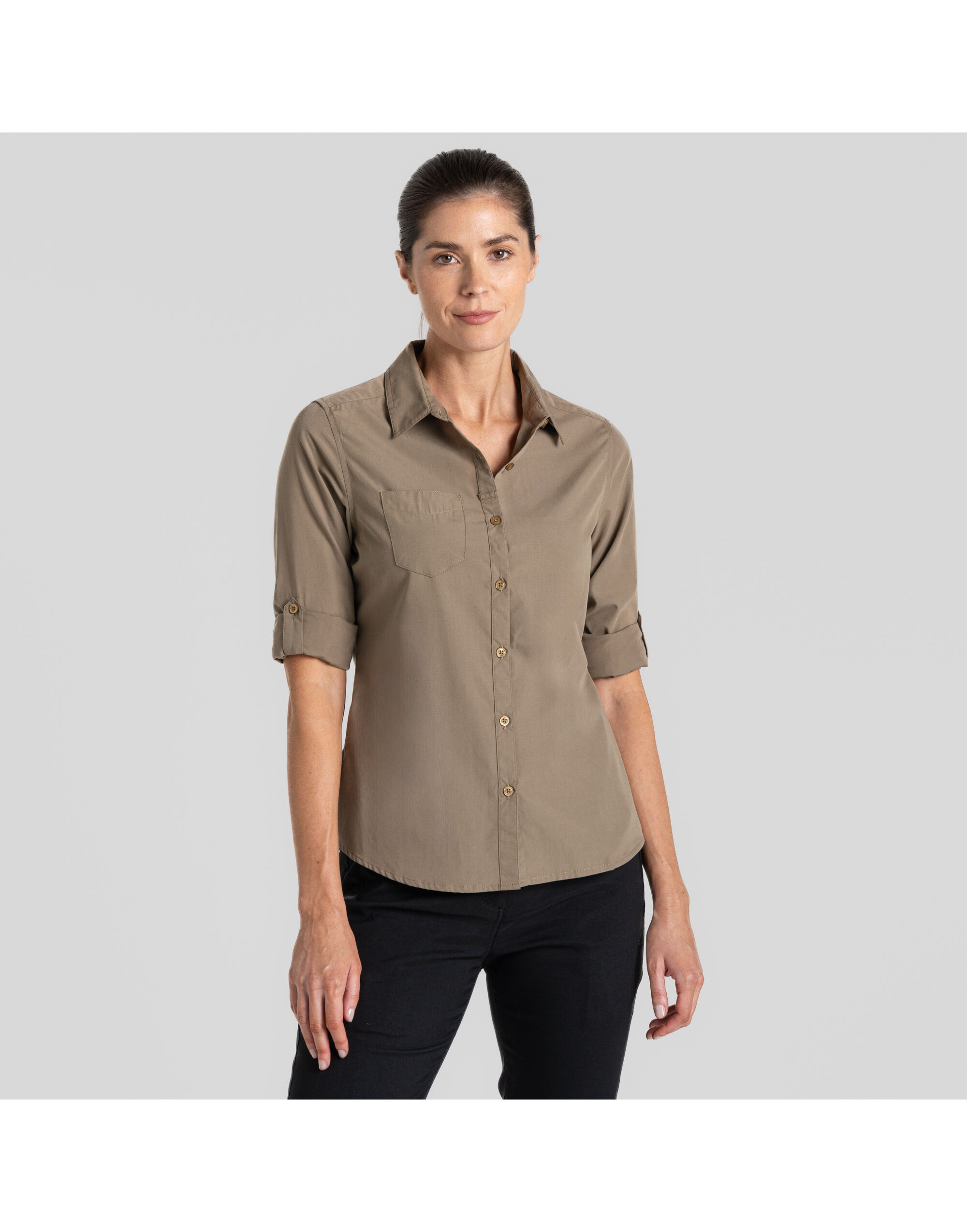 CES002 Women’s Kiwi Long Sleeved Shirt Pebble