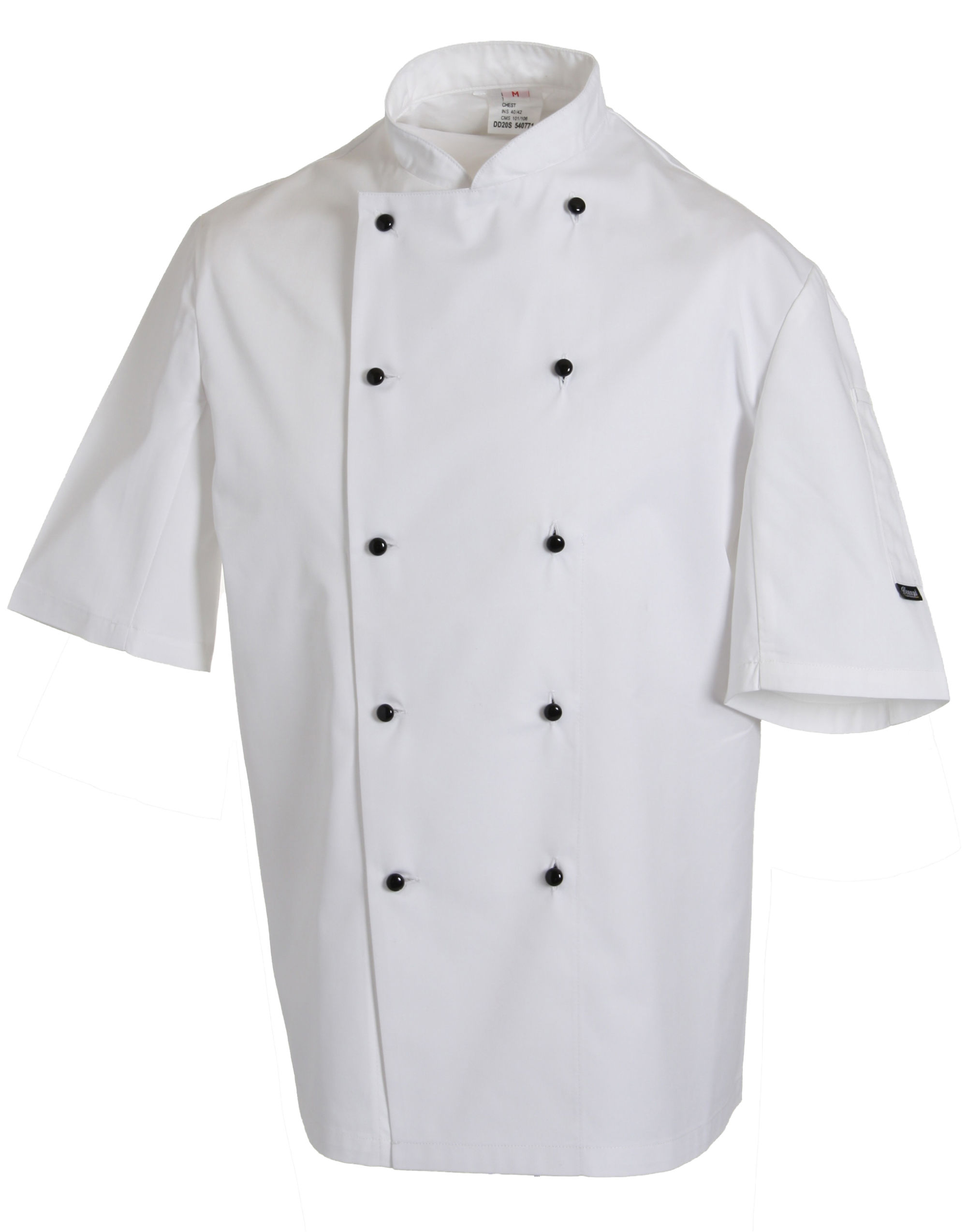 DD20S Removable Stud Short Sleeve Chef’s Jacket White