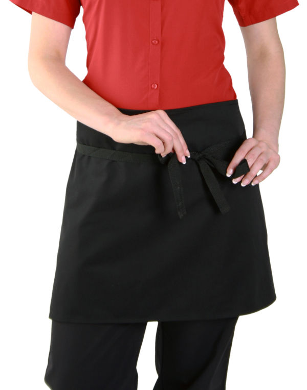 Black Low Cost Short Bar Apron Without Pocket