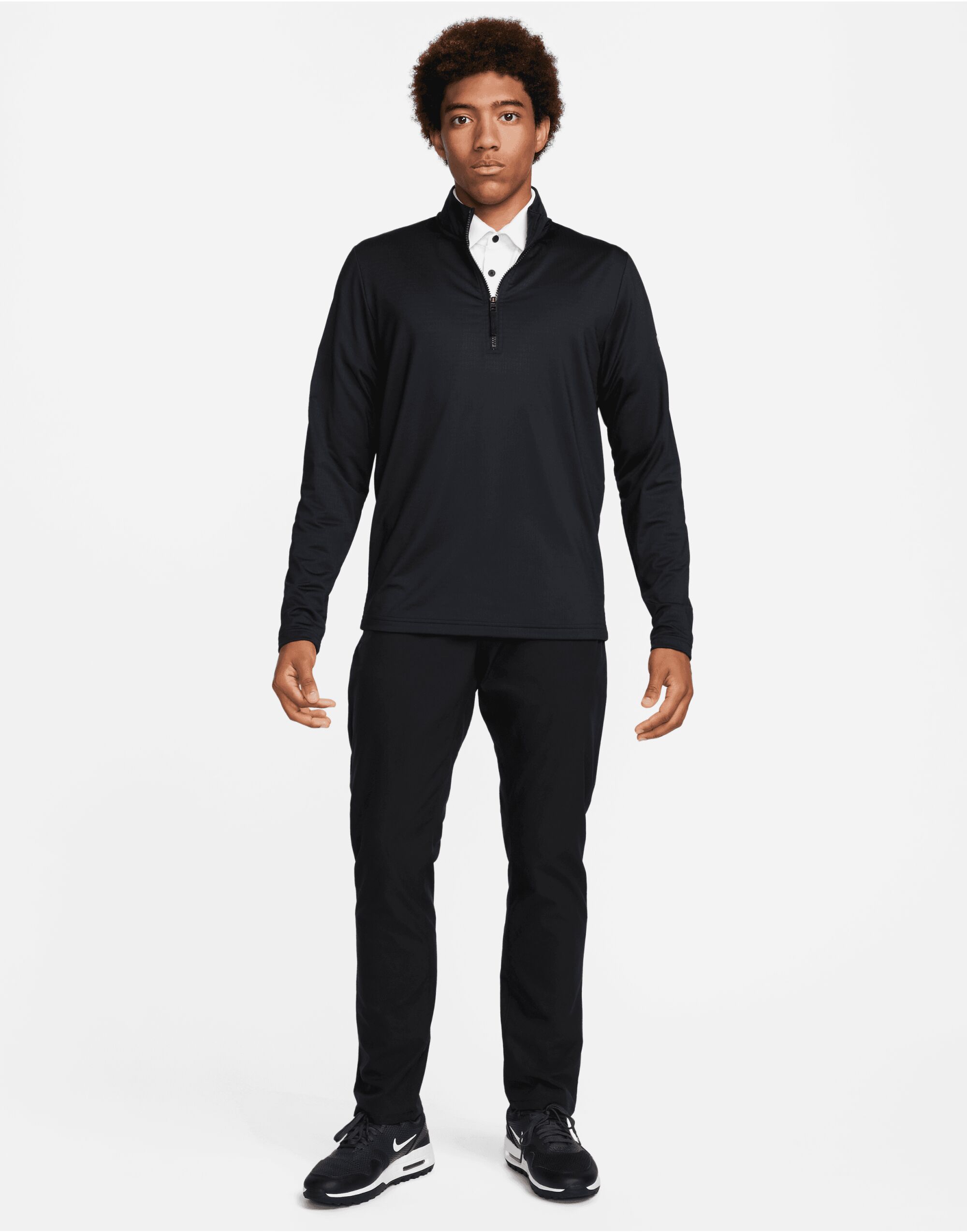FD5837 Black/White Dri-Fit 1/2 Zip Top