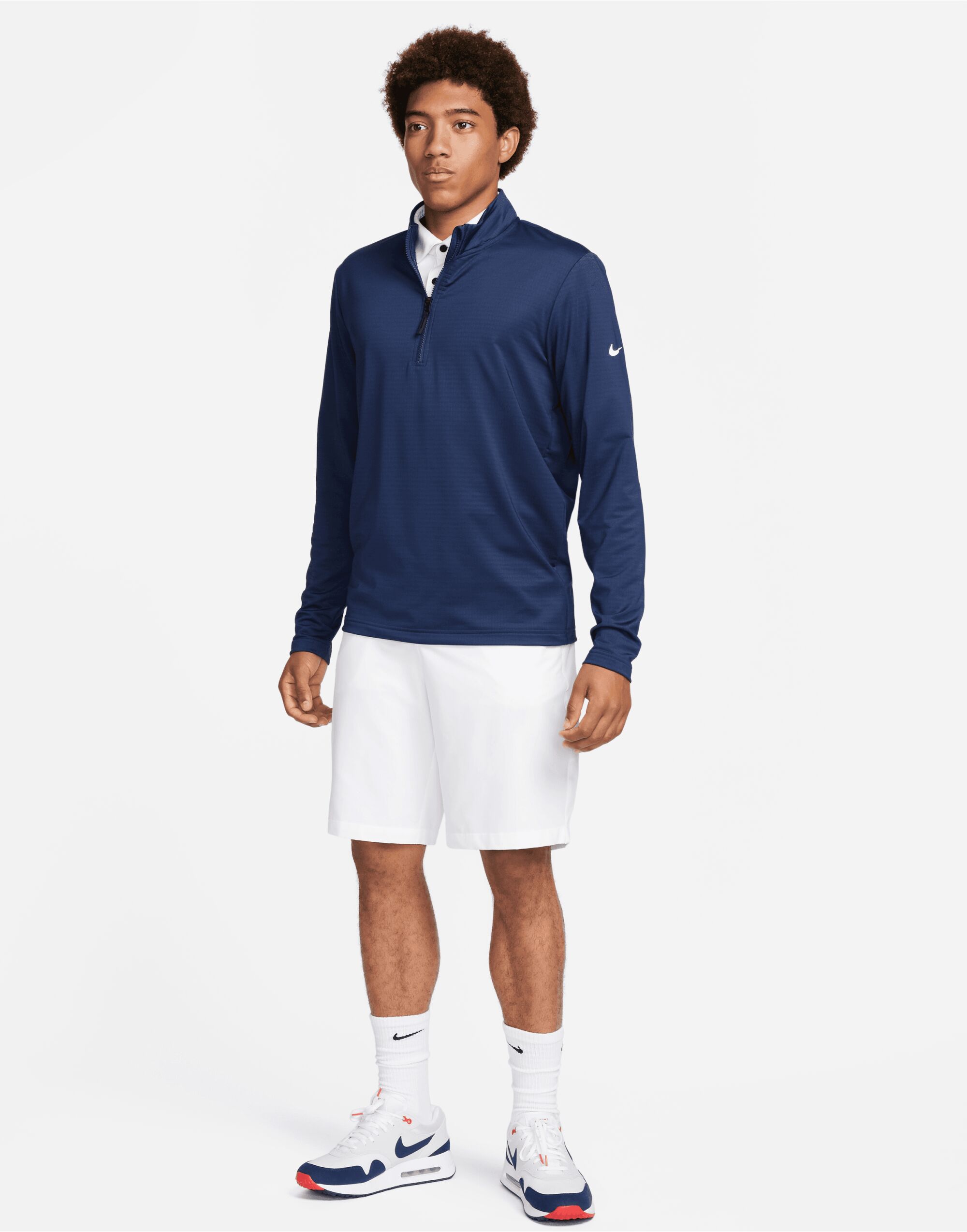 FD5837 Dri-Fit 1/2 Zip Top Midnight Navy/White