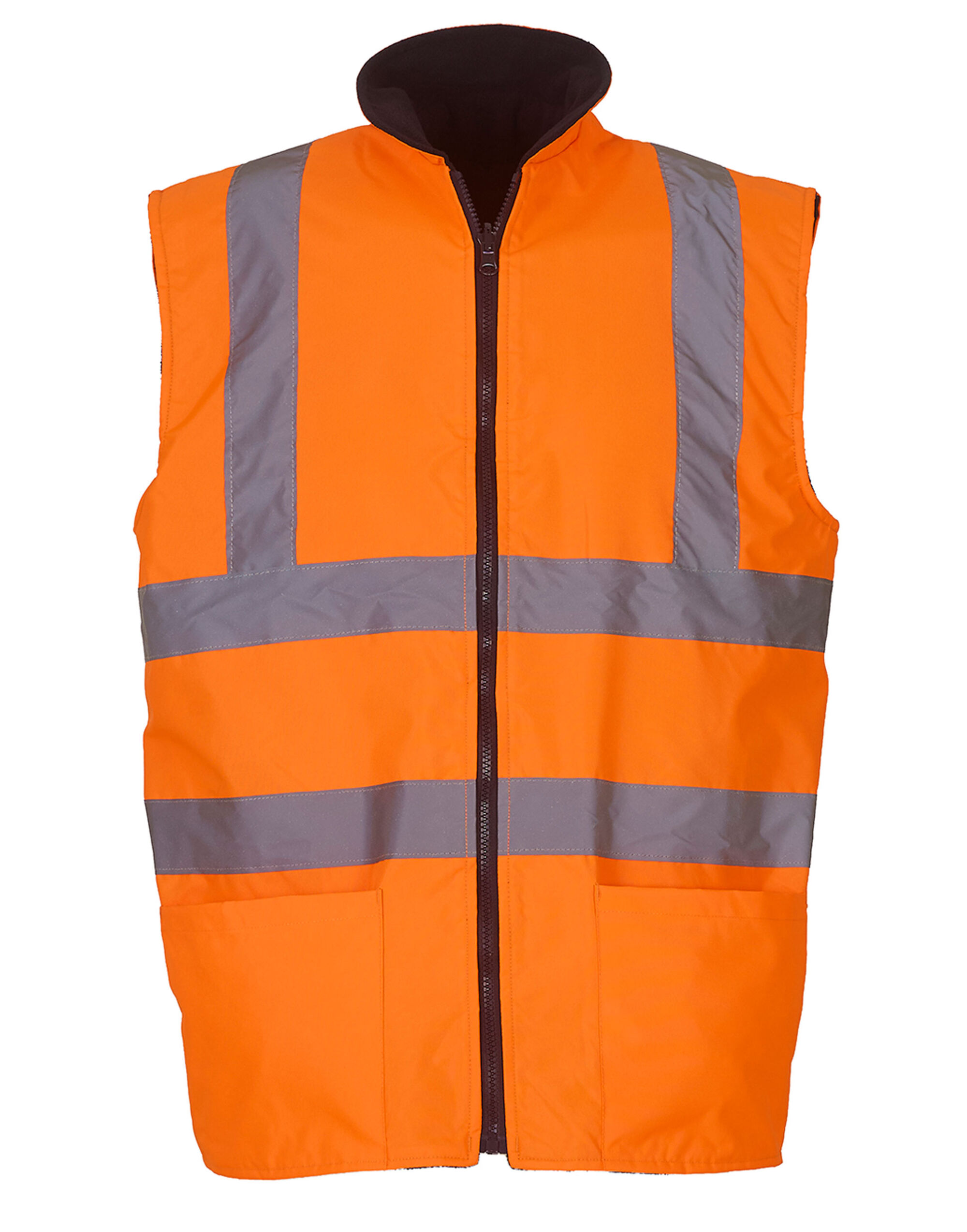 HV008F Hi Vis Orange Hi-Vis Reversible Fleece Vest