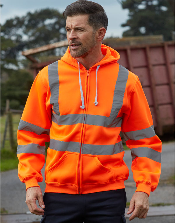 Navy Hi-Vis Zipped Hoodie