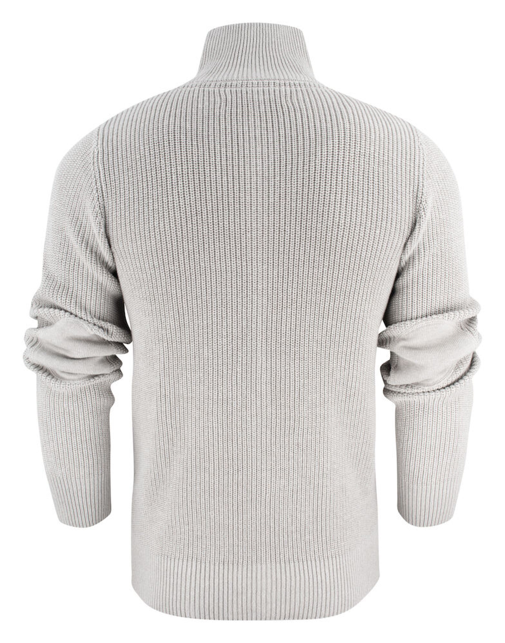 HAR2112505 Grey Melange Flatwillow Heavy Knit 1/2 Zip Sweater