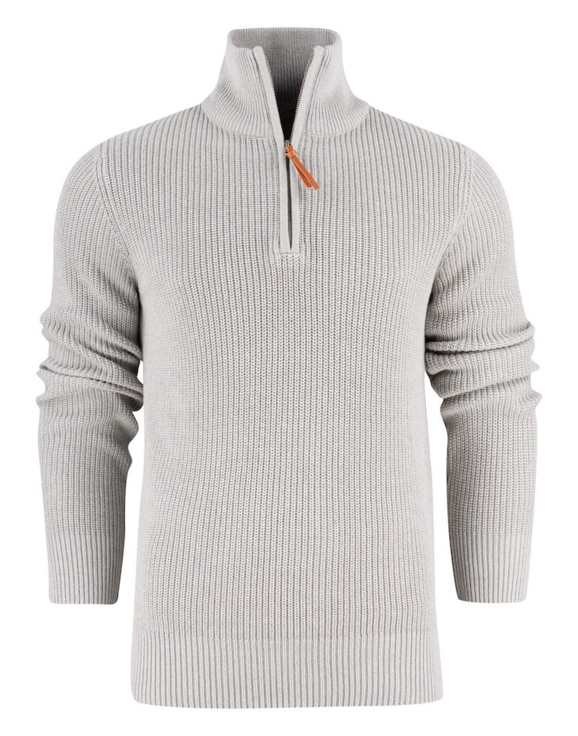 HAR2112505 Grey Melange Flatwillow Heavy Knit 1/2 Zip Sweater
