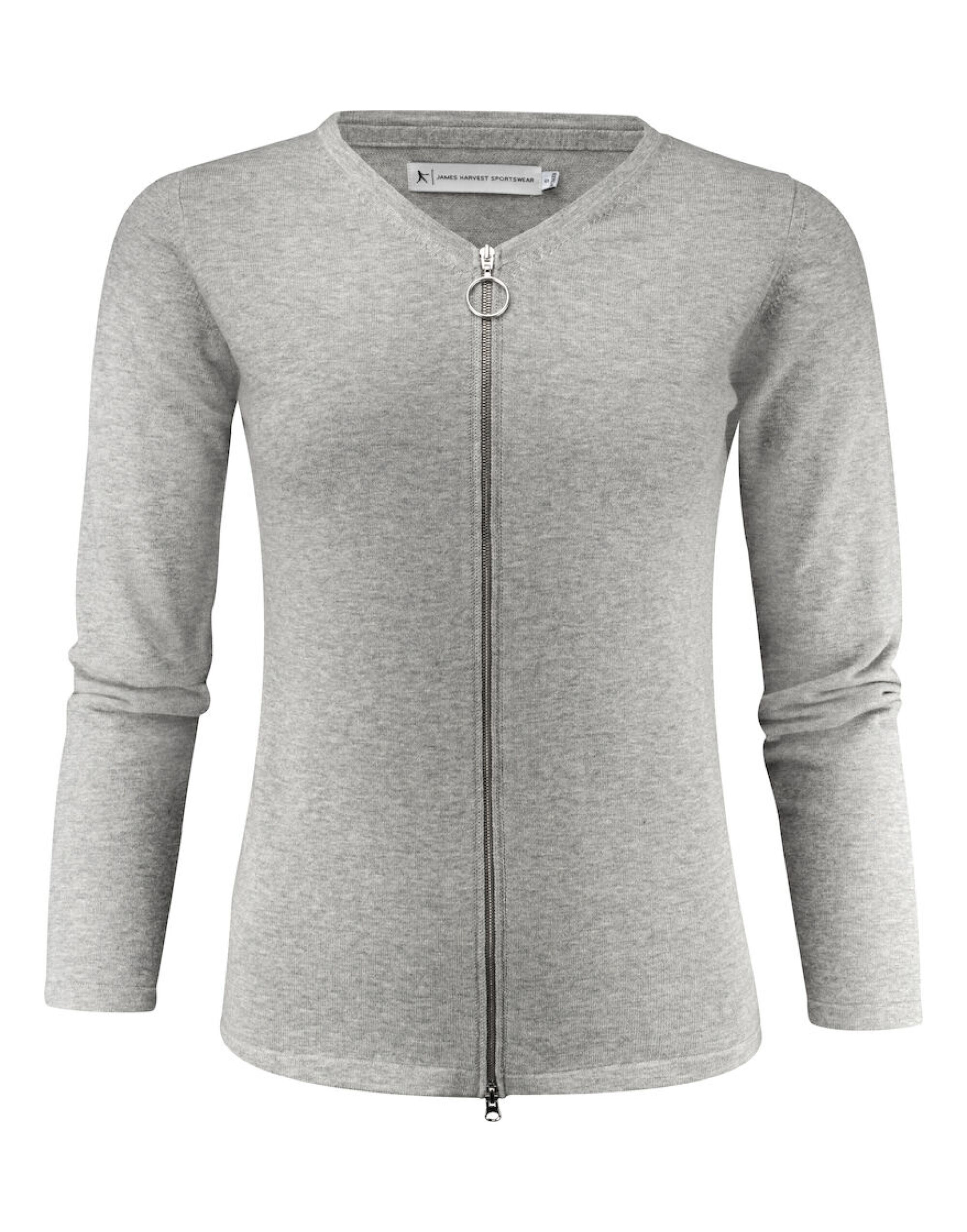 HAR2122511 Ladies Knitted Cardigan Grey Melange