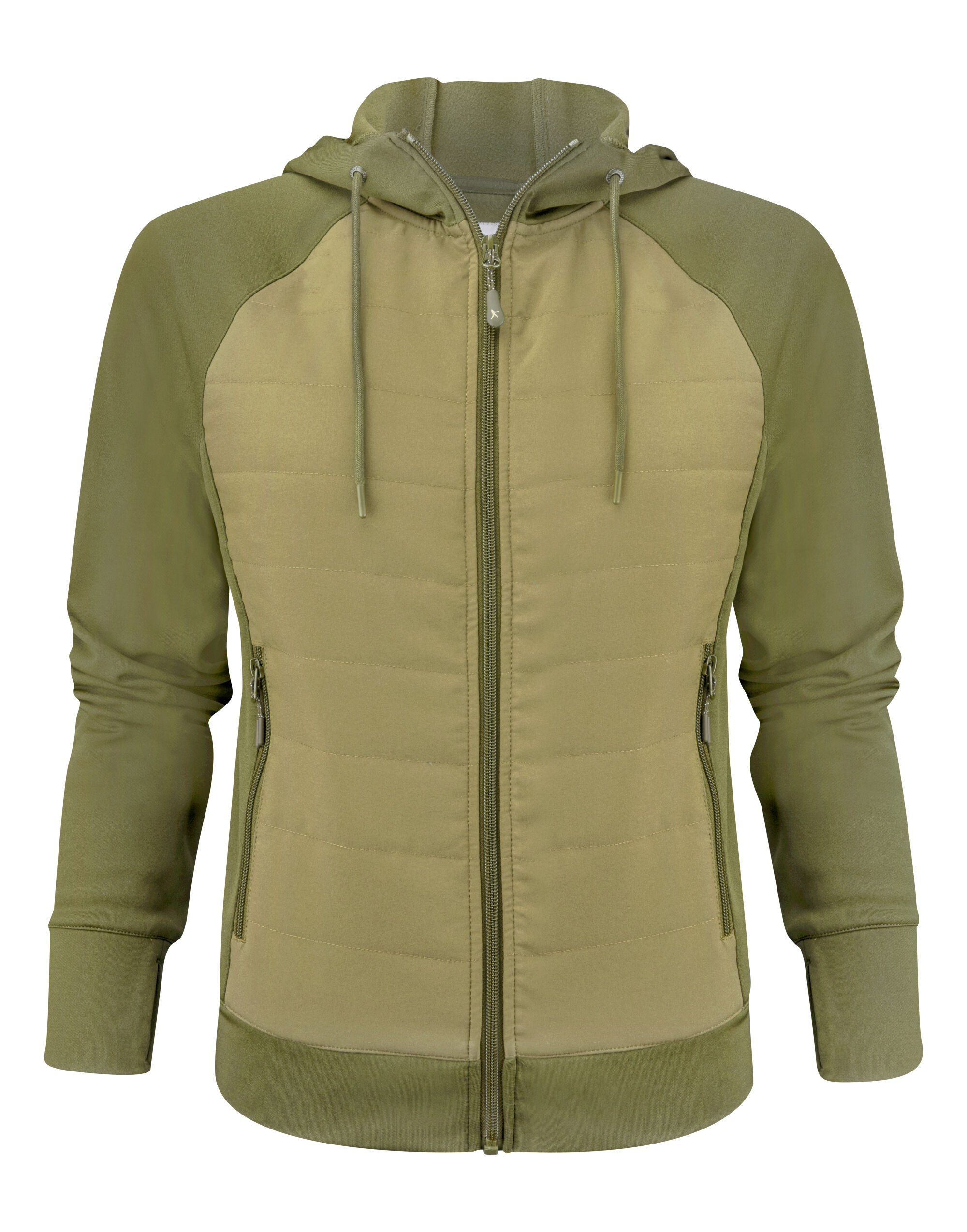 HAR2122044 Moss Green Ladies Keyport Full Zip Hooded Hybrid Jacket