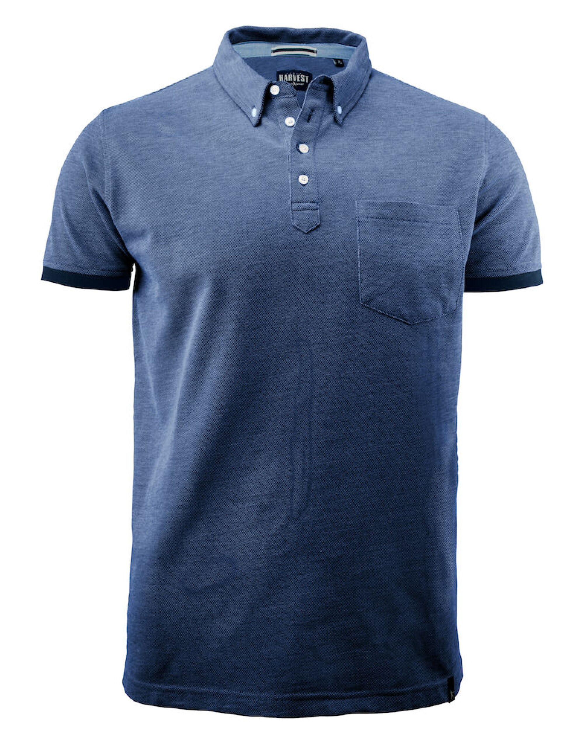 HAR2135030 Larkford Pique Polo Shirt Dark Blue Melange