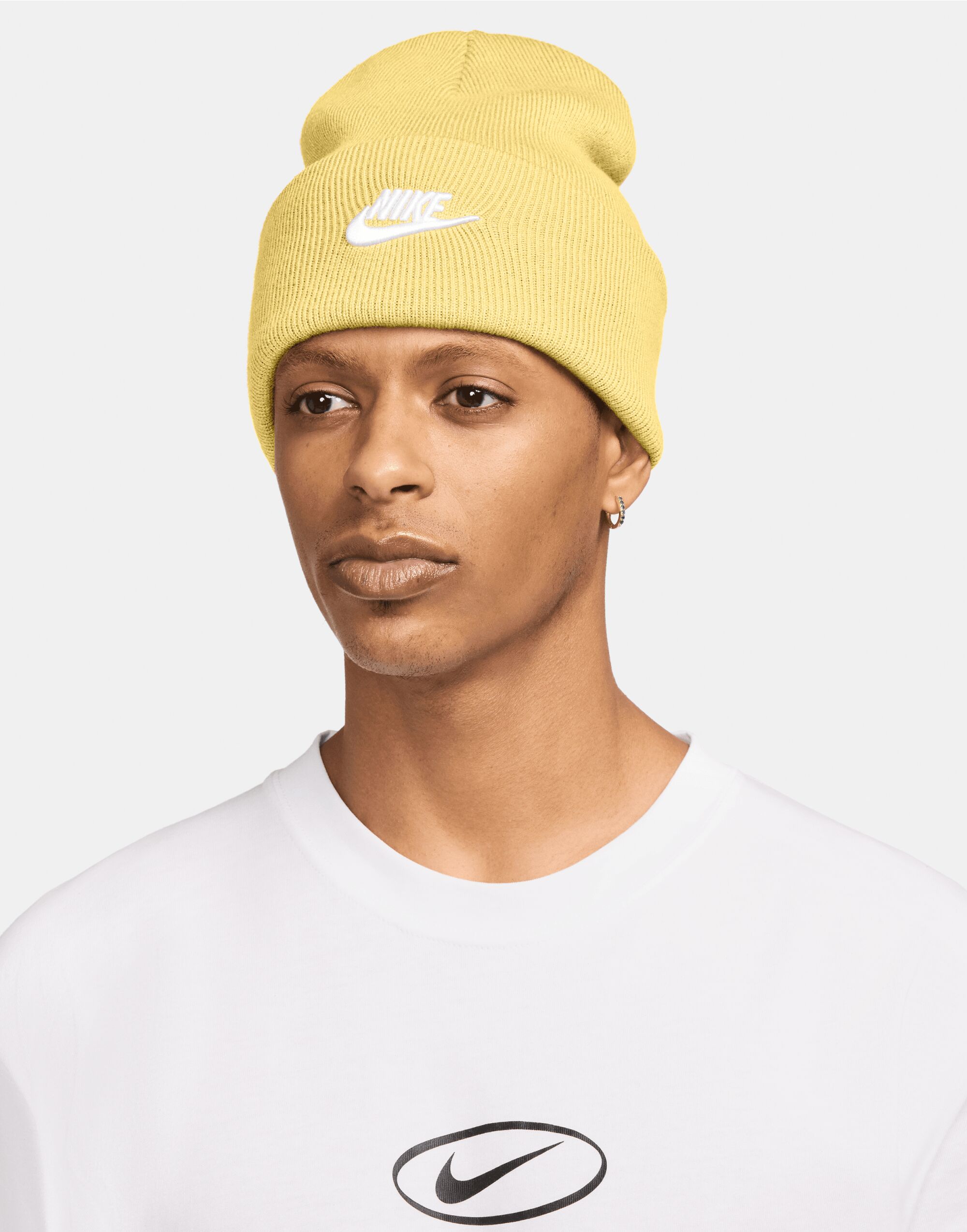HF0186 Futura Peak Beanie Soft Yellow/White
