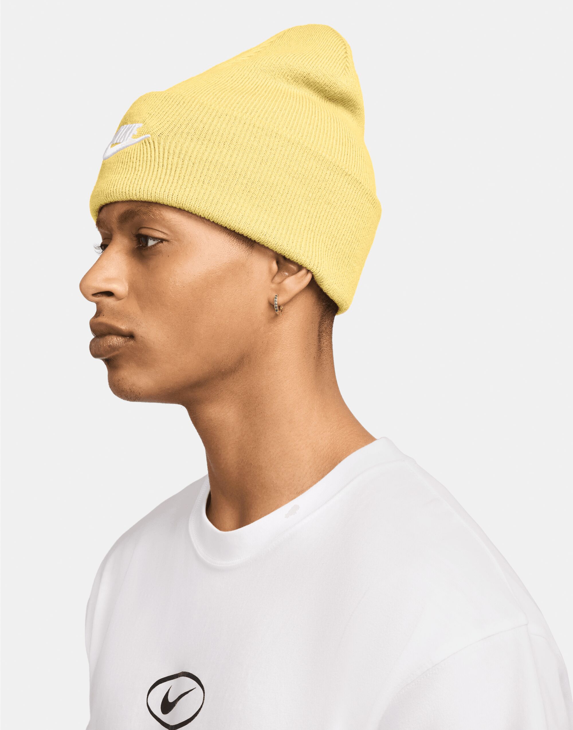 HF0186 Futura Peak Beanie Soft Yellow/White