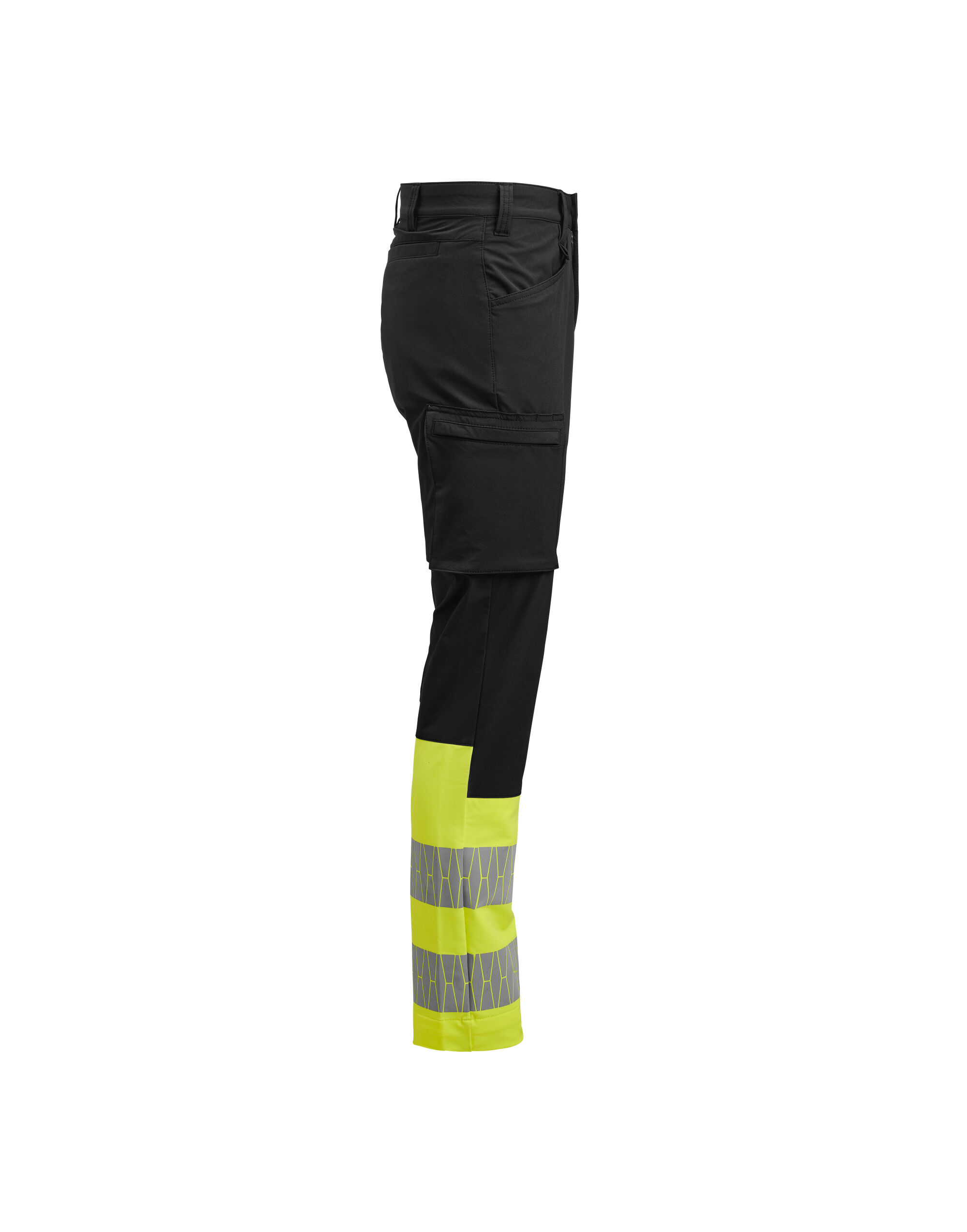 JM2328 Black/Yellow Service Trousers Stretch Hi-Vis