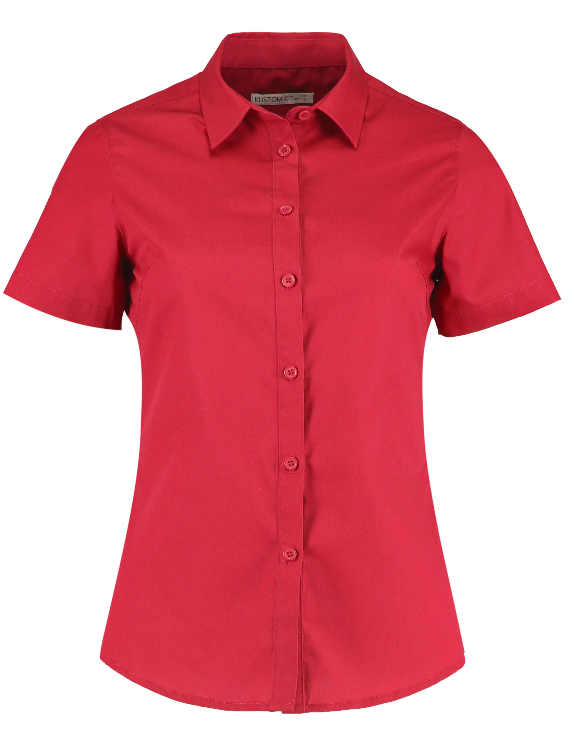 Red Tailored Fit Short Sleeve Poplin Shirt