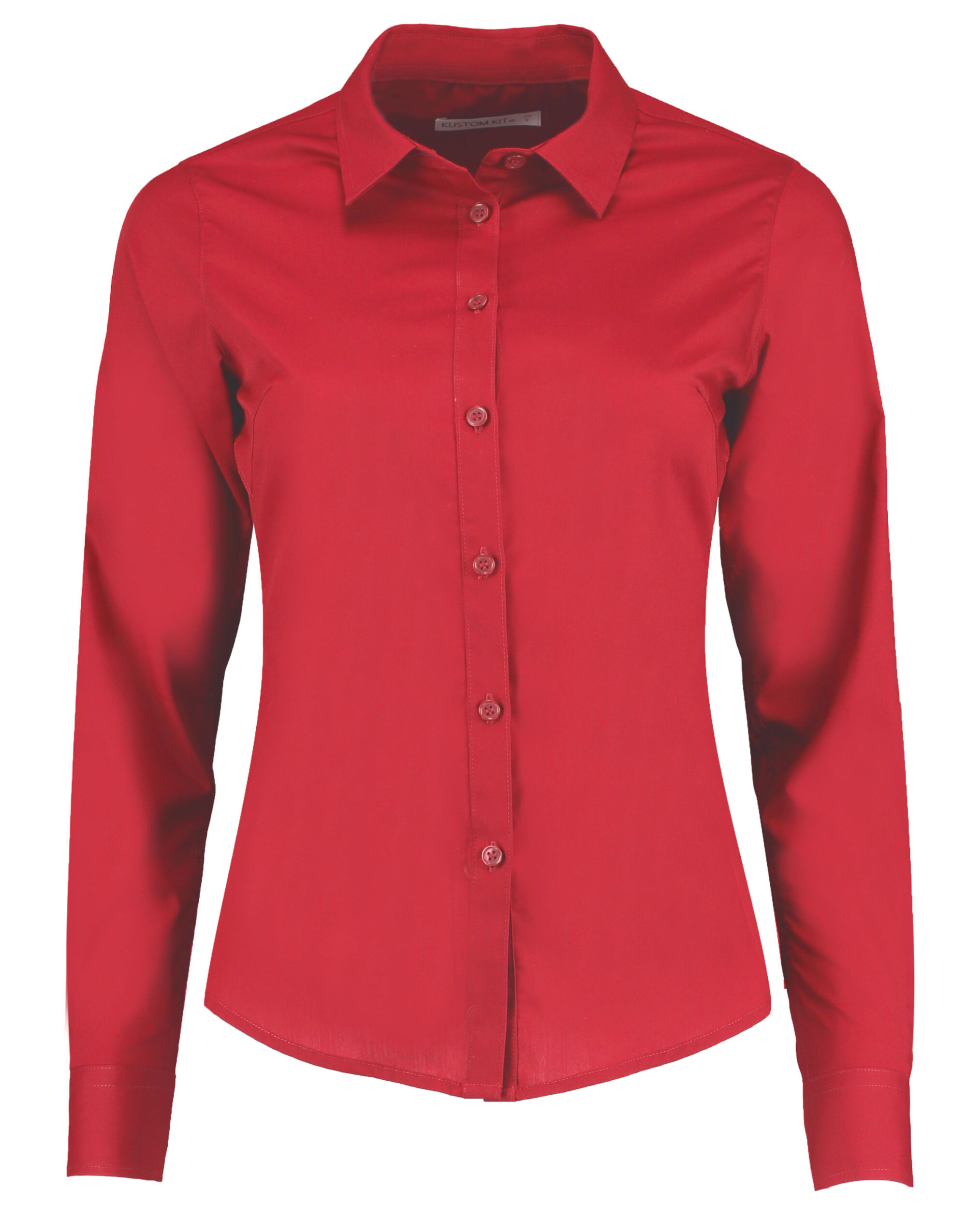 Red Tailored Long Sleeve Poplin Shirt