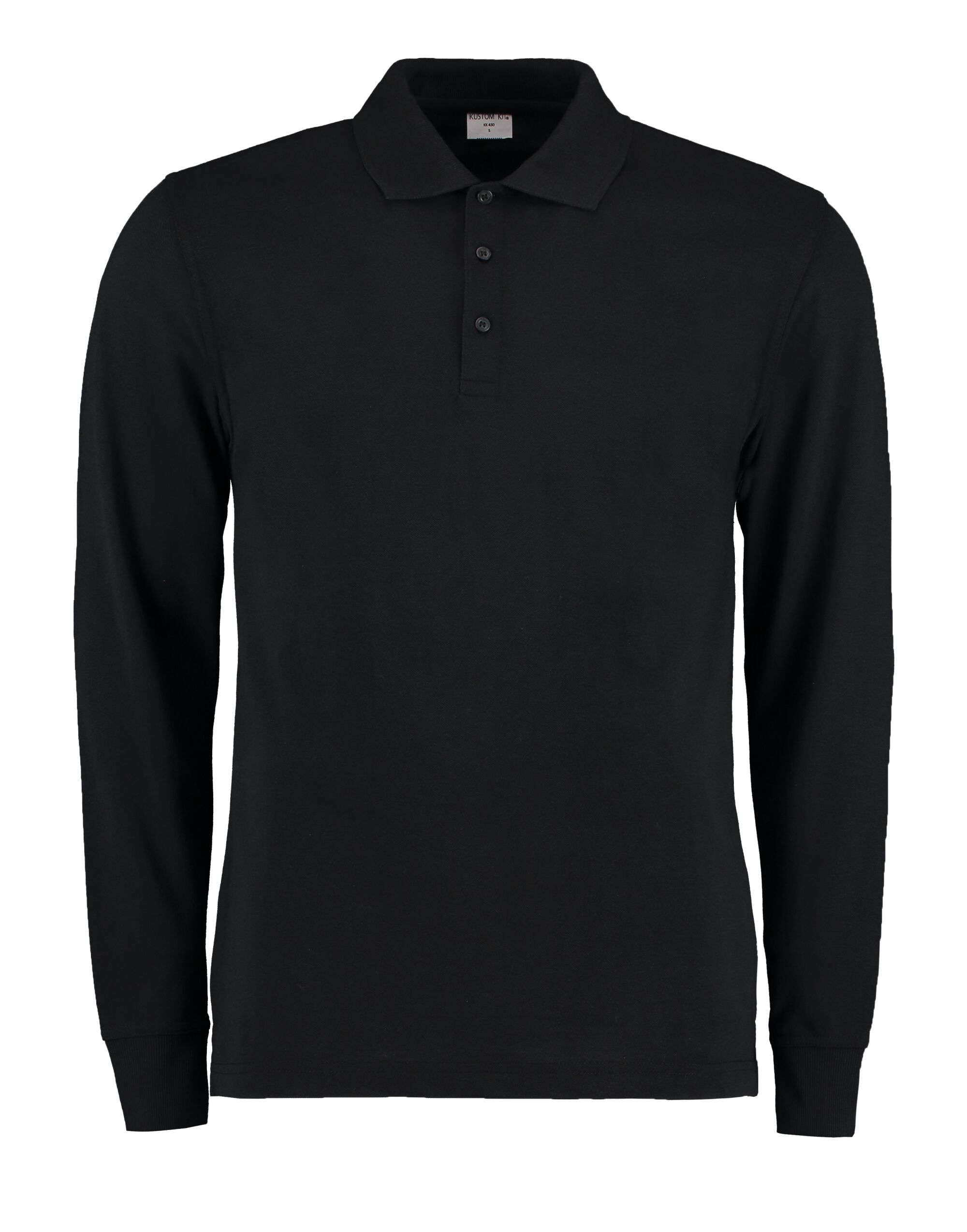 KK430 Men’s Long Sleeved Pique Polo Shirt Black