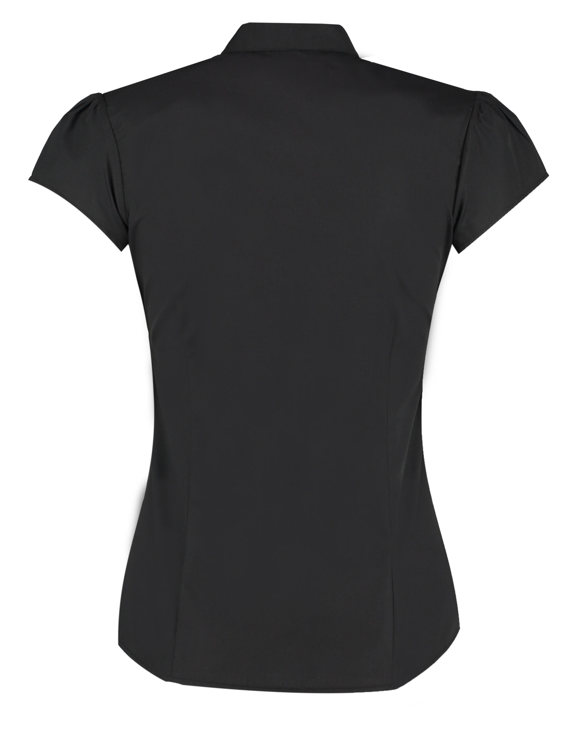 KK727 Tailored Fit Cap Sleeve Mandarin Collar Blouse Black